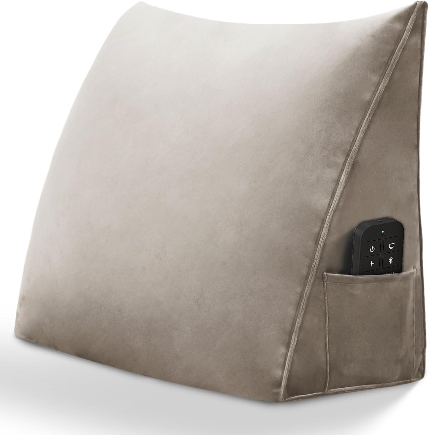 Triangular Wedge Headboard Reading Pillow for Sitting Up in Bed Backrest Bolster Pillow for Daybed Cushion Lumbar Body Support Positioning with Removable Cover, Camel