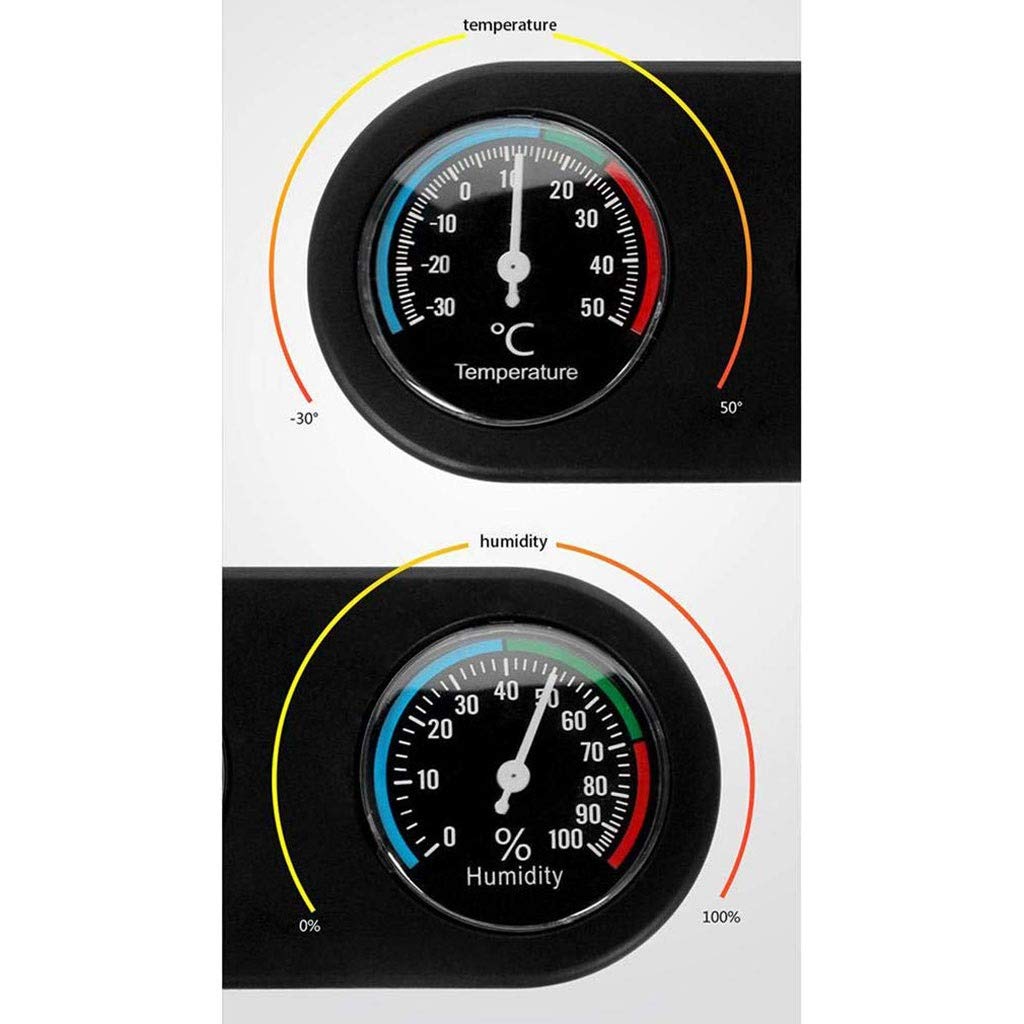 Classic Black Humidity Round Wall Outdoor Indoor Thermometer Clock Hygrometer for Patio, Swimming Pool, Garage