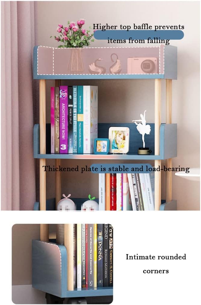 Modern Open Bookshelf with Wheels, Free Standing Wooden Bookcase, Multifunctional Storage Organizer, Stylish Display Shelf for Home & Office, Space-Saving Design