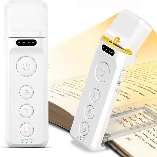 Glocusent 14 LED Sleep Aid Reading Light, Eye Caring Book Light for Reading in Bed, 3 Colors & 5 Brightness Stepless Adjustable, Rechargeable for 90 Hrs with Timer, Perfect Book Lamp for Bookworms