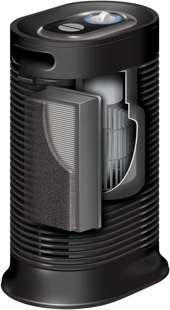 Honeywell HPA060 HEPA Tower Air Purifier, Airborne Allergen Reducer for Small Rooms (75 sq ft), Black - Wildlfire/Smoke, Pollen, Pet Dander, and Dust Air Purifier