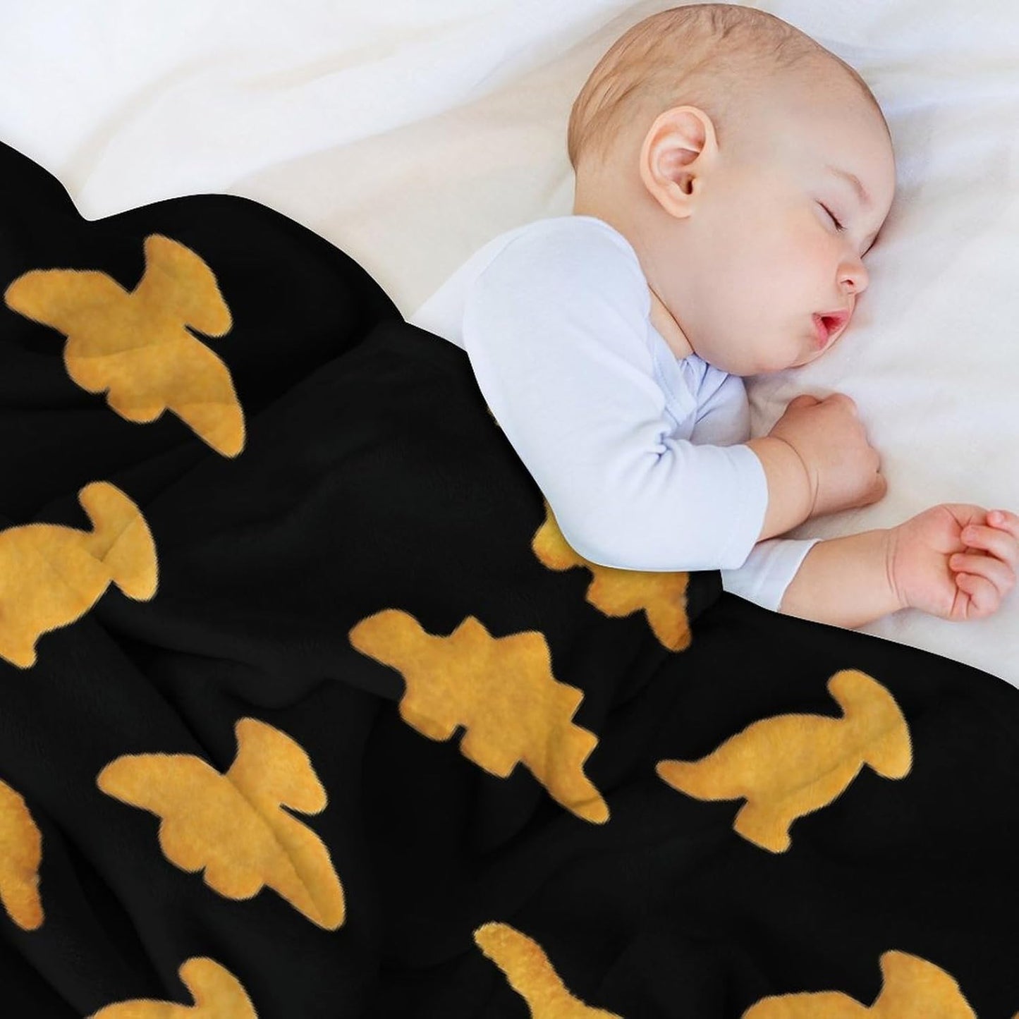 Cute Dinosaur Chicken Nuggets Pattern Blanket Flannel Throw Blankets Warm Plush Blanket for Home Office Couch Bed Sofa 40"x50"