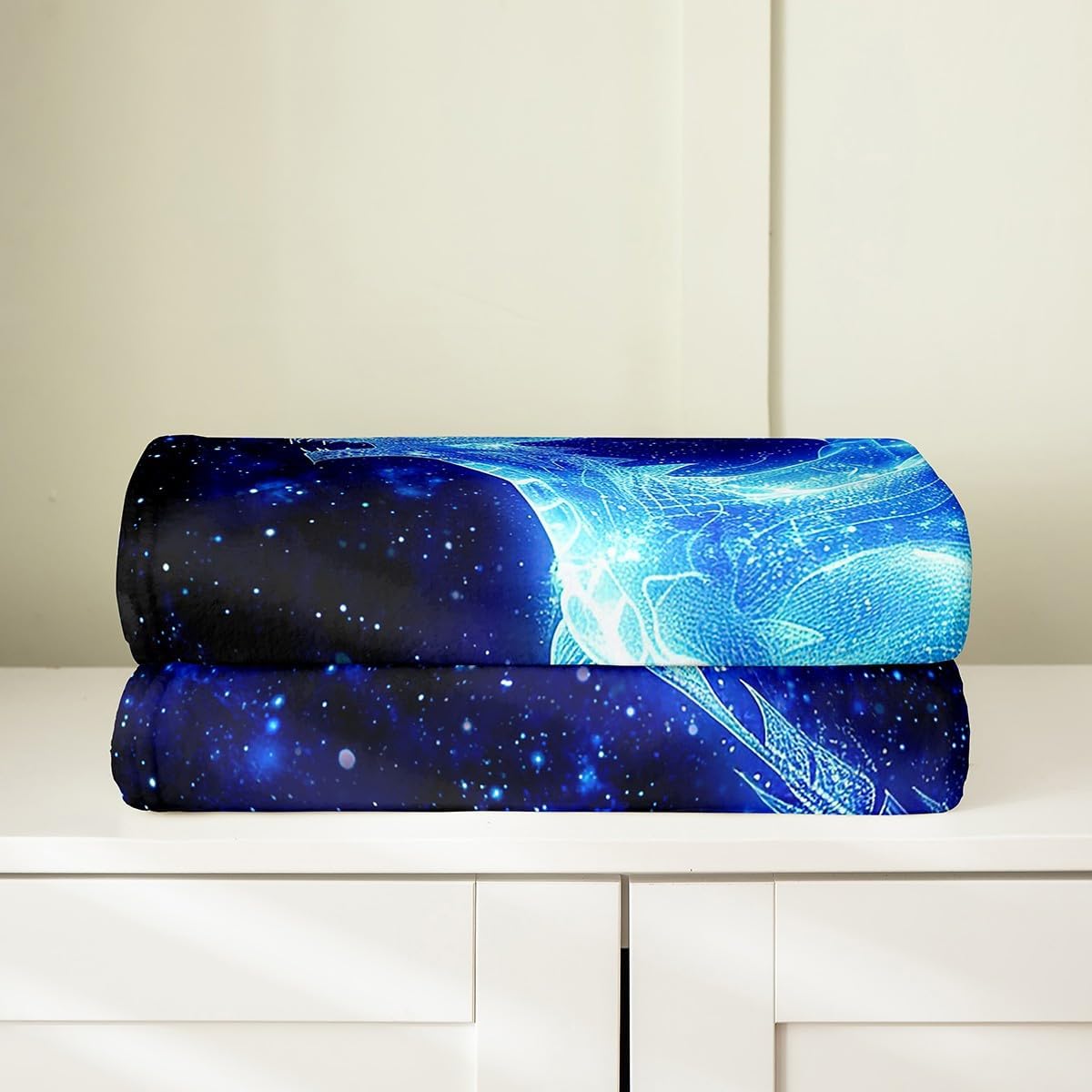 Feelyou Dragon Plush Throw Blanket Twin 60"x80" Galaxy Wildlife Animals Flannel Fleece Blanket Outer Spaces Blue Black