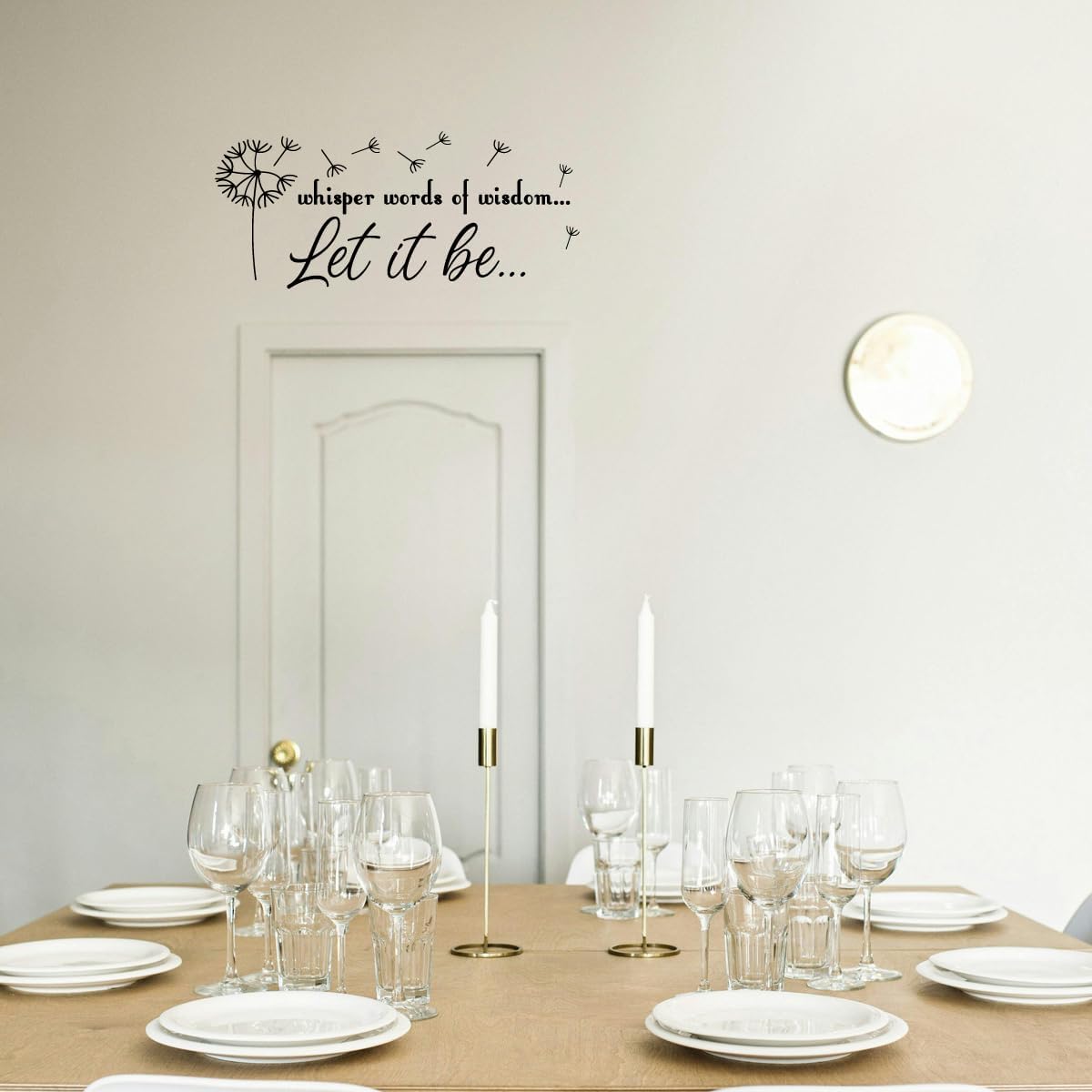 Let It Be Whisper Words of Wisdom Dandelion - Positive Quotes Pure Black Vinyl Wall Decal Art Font Motto Room Decoration