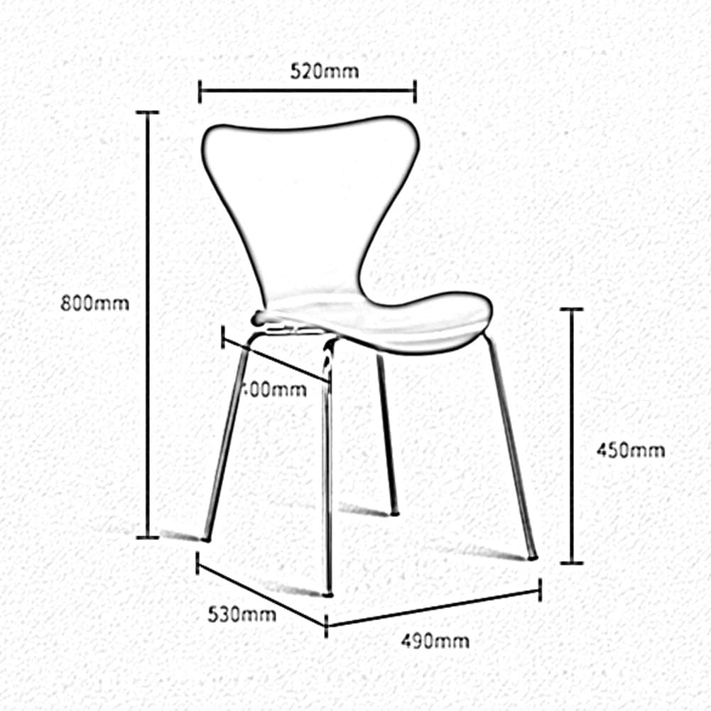 RXBFD Comfortable Chair Mid-Century Modern PP Plastic Dining Chair with Metal Legs, Ergonomically Designed Comfort Curve, for Living Room/Cafe/Lounge/Study Room/Dining Room/Pub Leisure Chair