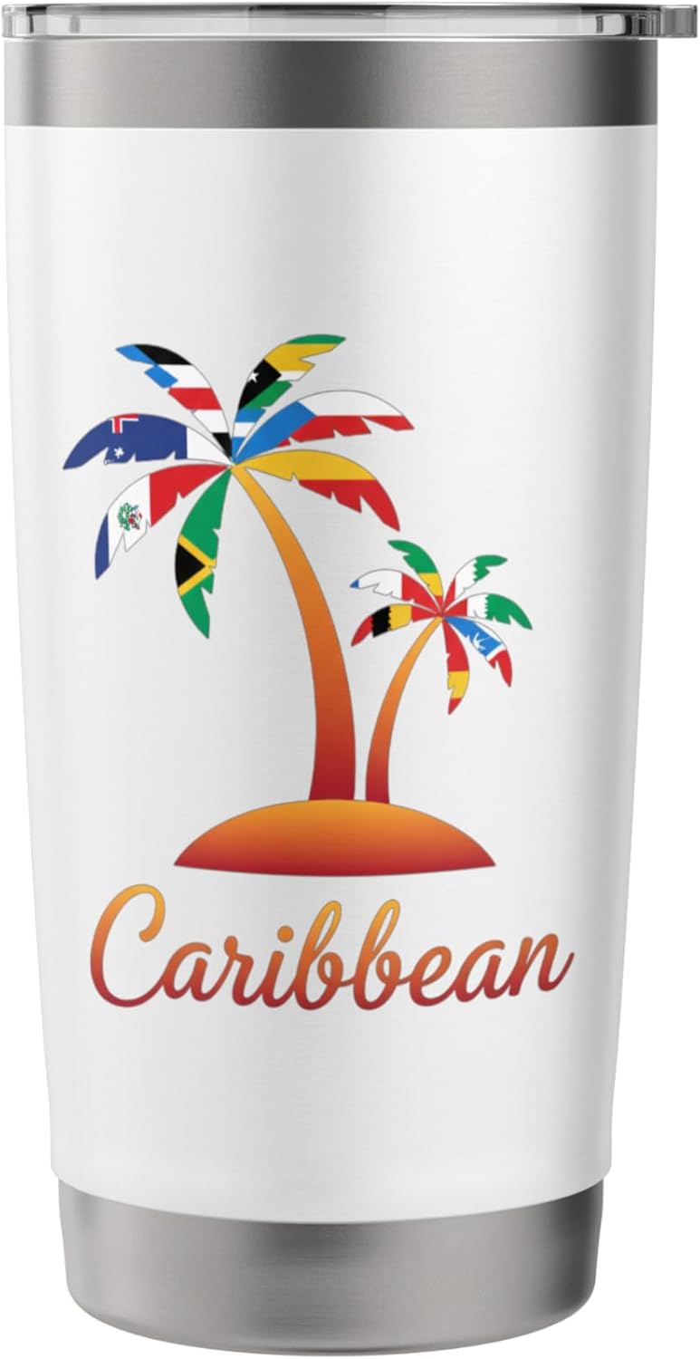 Caribbean Palm Island Kids Vacation Travel Tropical Latino Stainless Steel Insulated Tumbler