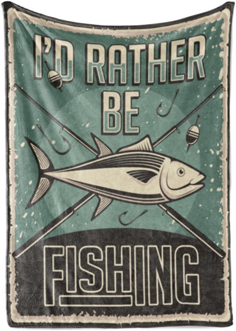 InnoBeta Fishing Gifts for Men Unique, Funny Fishing Gifts, 50x65 Inch Flannel Throw Blanket