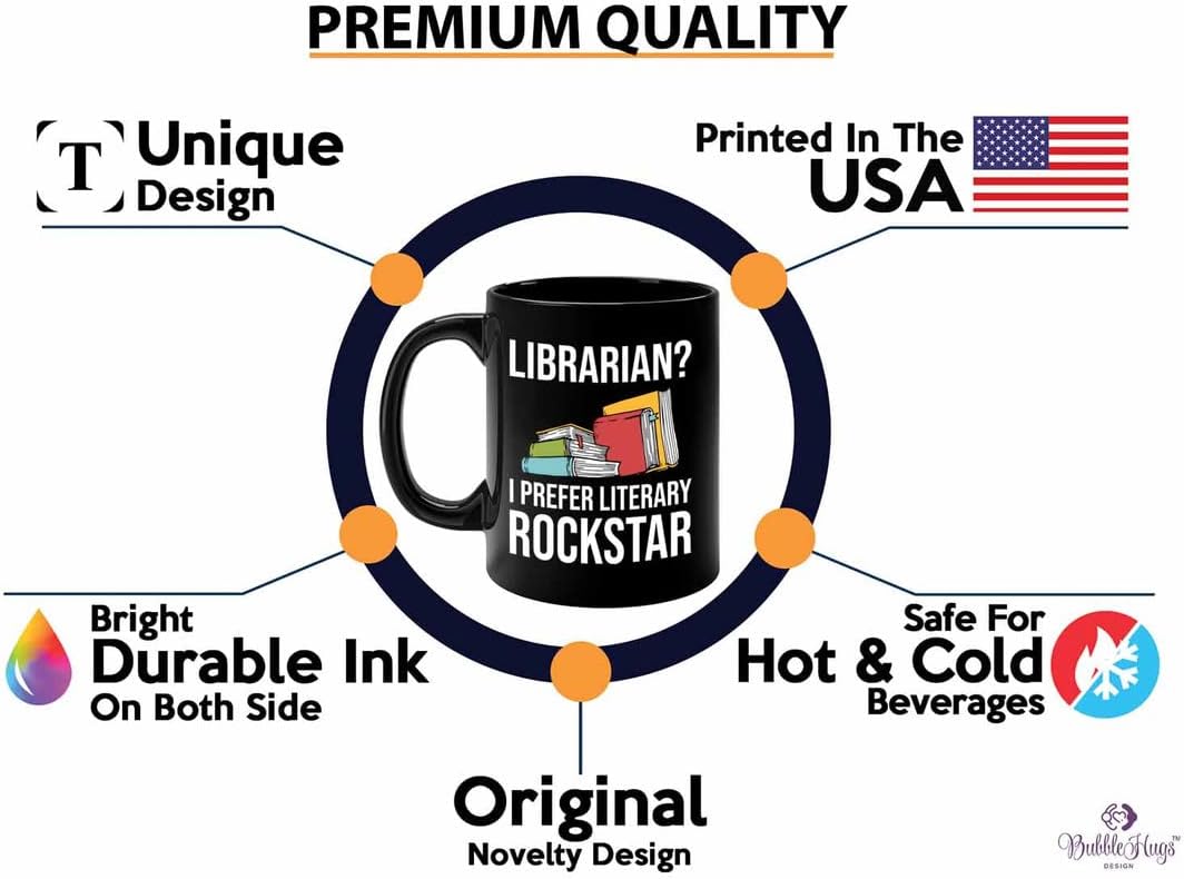 Book Lover Coffee Mug 11oz Black - literary rockstar - Gifts for Book Club Readers Book Nerd Librarians Book Worm Bookish