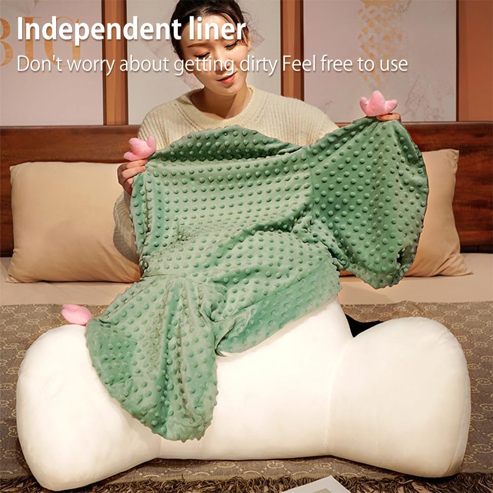 Reading Pillow for Bed Sitting Up - Backrest Pillow with Arms for Adults, Cute Cactus Back Support Pillow for Bed/Couch/Chair, Large Lumbar Pillow,Soft Bedside Companion (Dark Green,Large)