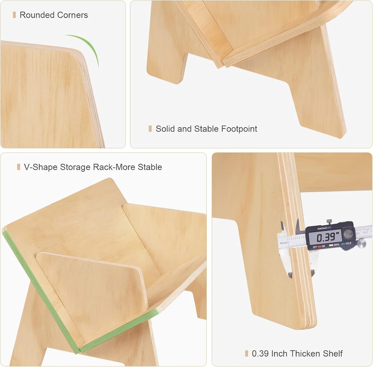 RekRang Wooden Tabletop Bookshelf Titled Desktop Bookshelf Cookbook Shelf,Small Bookcases for Magazine Books CDs,Book Rack Desk Book Organizer in Living Room/Office/Bedroom (Burlywood)