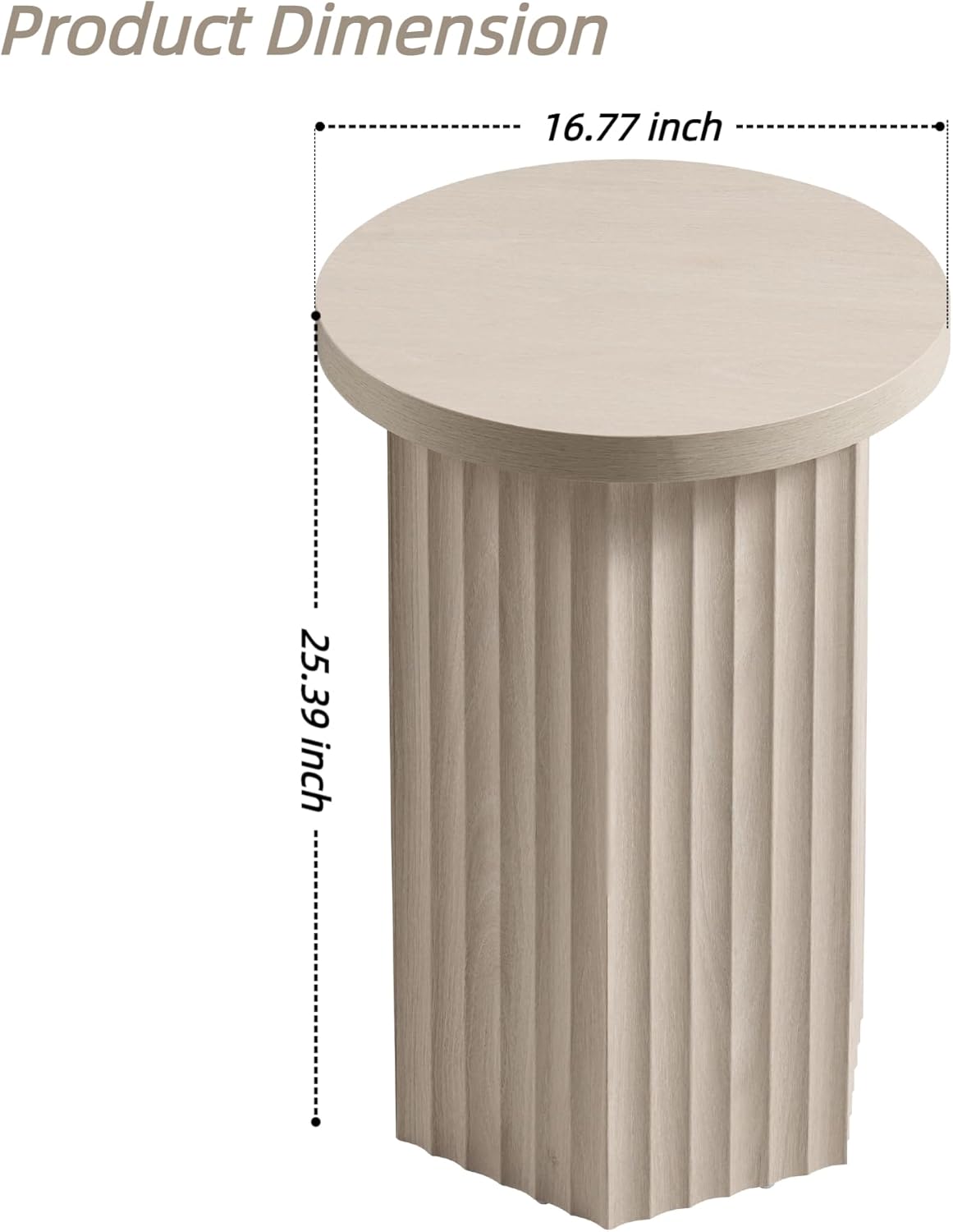 VividVibe End Tables for Living Room, Fluted Couch Side Table with Hexagonal Base, Wooden Bedside Table Bedroom Nightstands 2 Set Home Office Modern Accent Grey Alder