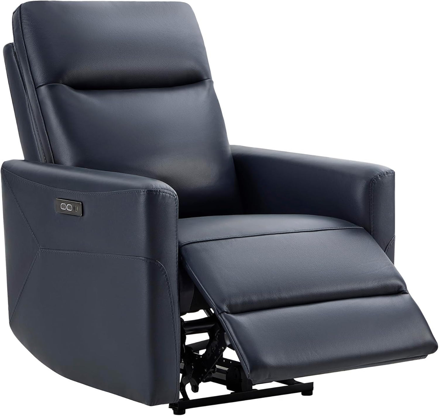 Overstuffed Leather Power Recliner Chair with Adjustable Power Headrest, Leather Electric Recliner with USB & Type-C Ports, Ergonomic Sofa for Living Room