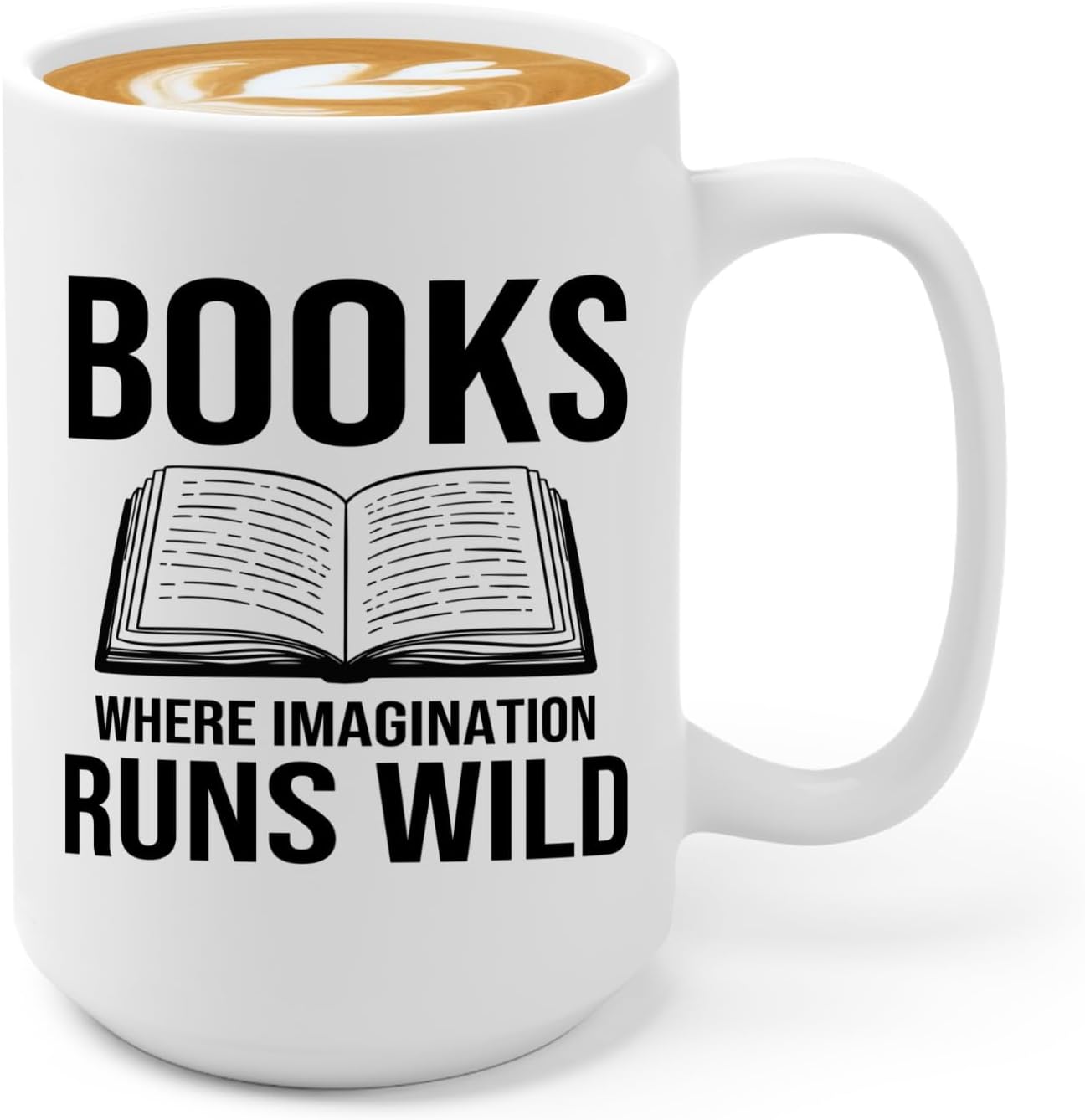 Book Lover Coffee Mug 15oz White -Books Where Imagination - Bookworm Literature Library Book Lover Reader Booked Editor Intellectual Studious