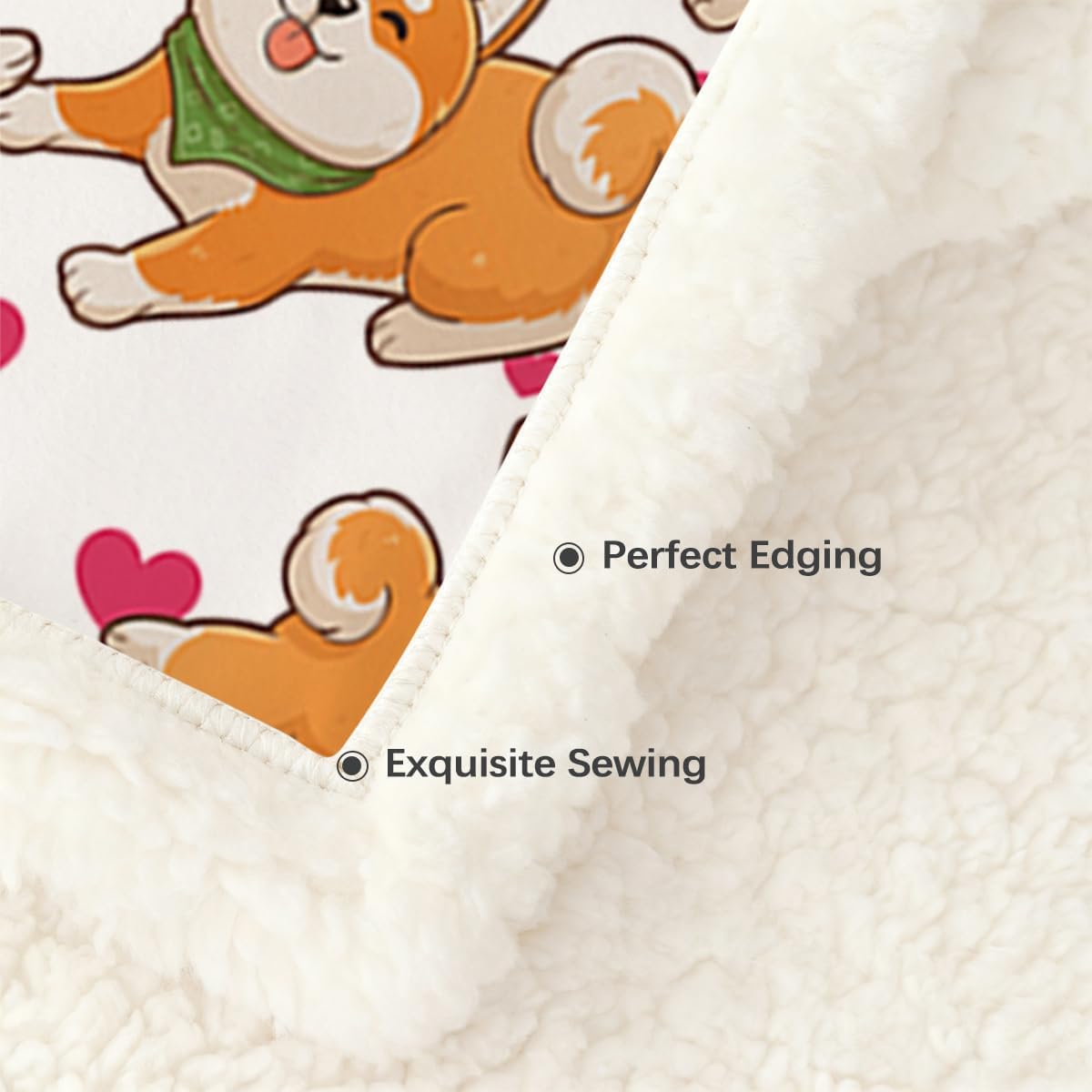 BlessLiving Shiba Blanket Cute Dog Heart Print Fleece Blanket Watercolor Pet Sherpa Blanket Throw Kids Girls Kawaii Shiba Inu Throw Blanket for Dog Lover Gift Home Decor (50 X 60 Inches)