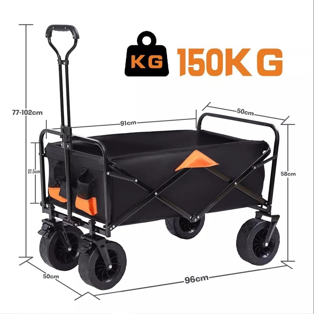 JSEIAJB Folding Cart Portable Foldable 150L Large Capacity Multifunction Cart Outdoor Camping Table Light Wagon BBQ Trolley(Trolley and Table A)
