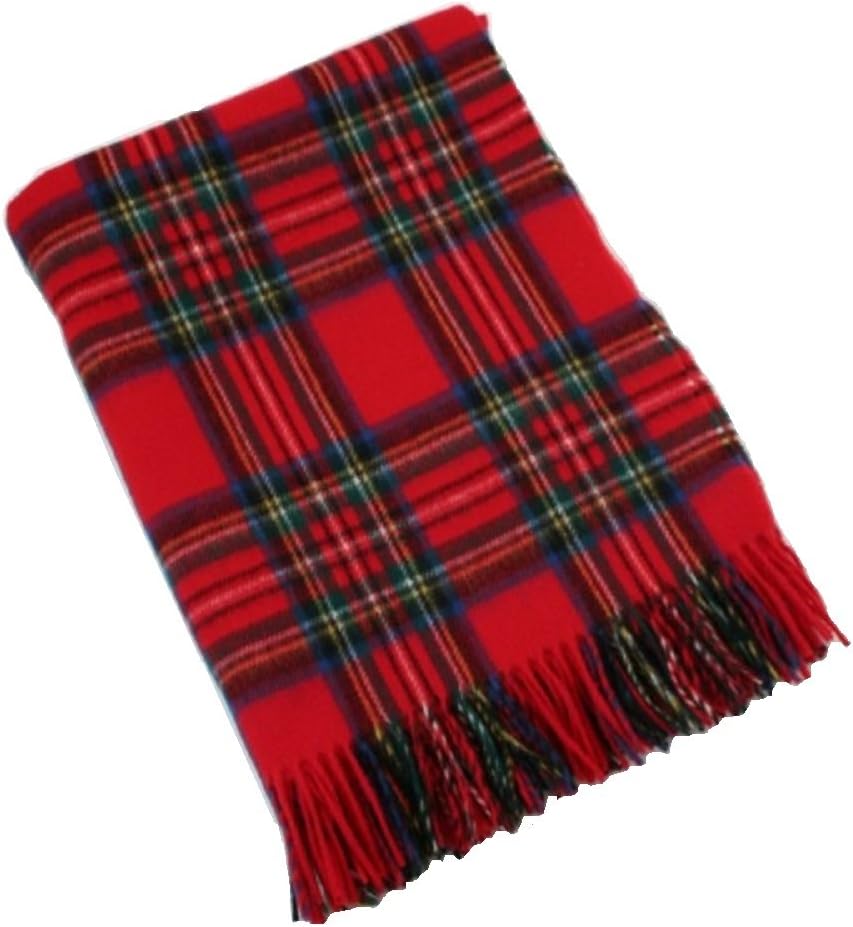 Biddy Murphy 100% Irish Wool Plaid Throw Blanket — Soft Warm Heirloom Quality, Made in Ireland, 54" x 71", Royal Stewart