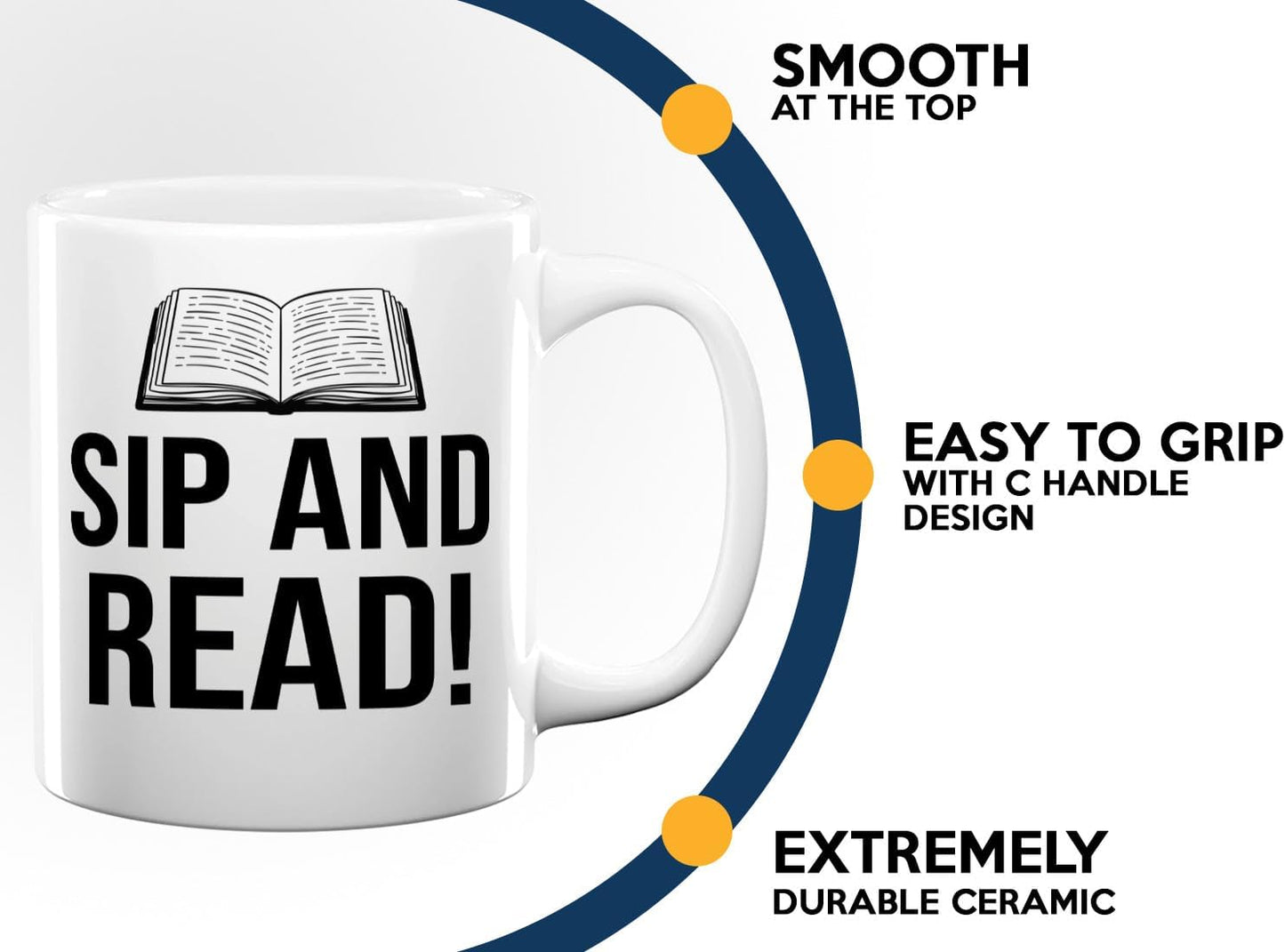 Book Lover Coffee Mug 11oz White -Sip and Read - Bookworm Literature Library Book Lover Reader Booked Editor Intellectual Studious