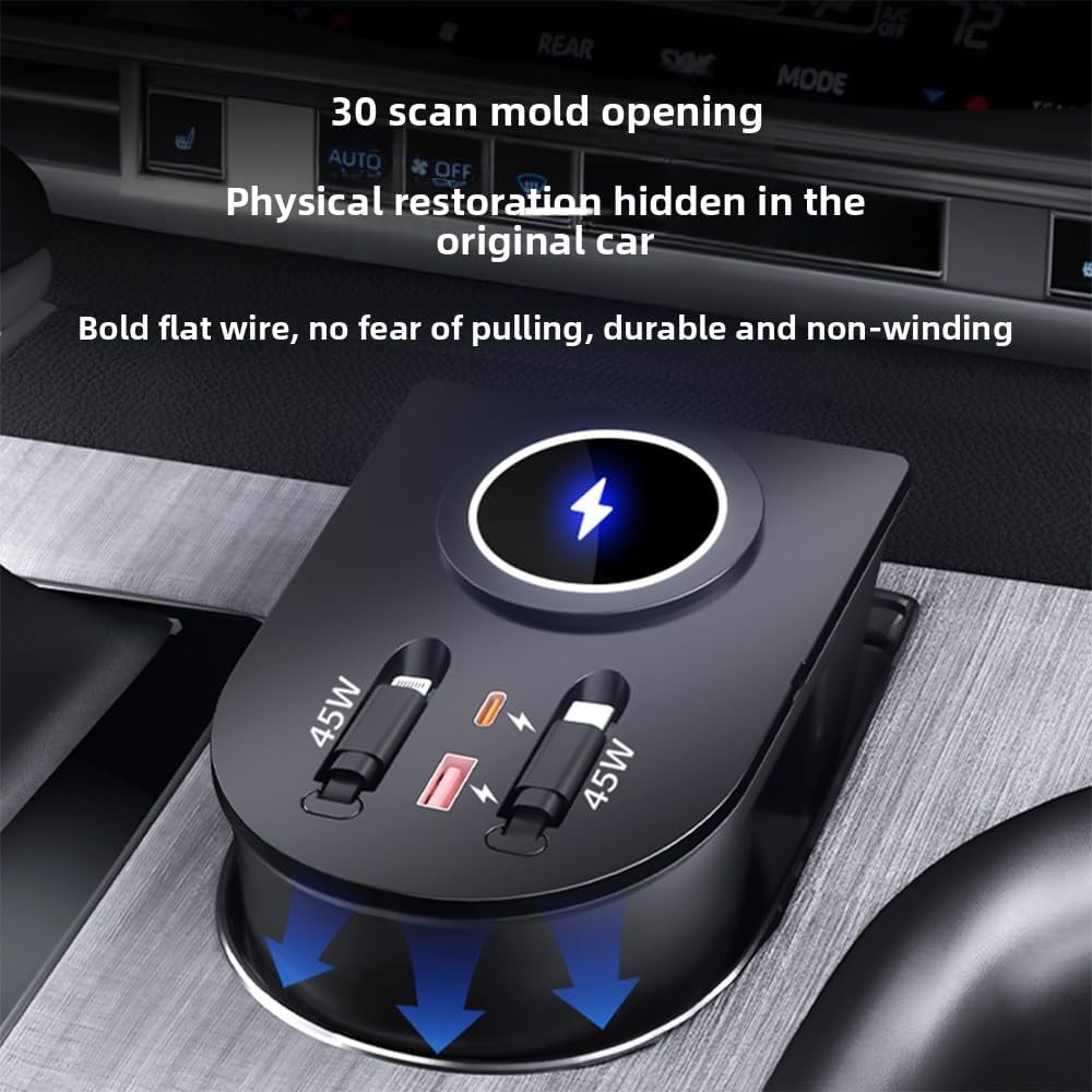USB Hub Car Wireless Charger Mount for 2021 2022 2023 2024 2025 Toyota Sienna accessories, Mobile phone charger，45W Fast Charging Center Console Dash (Model B)