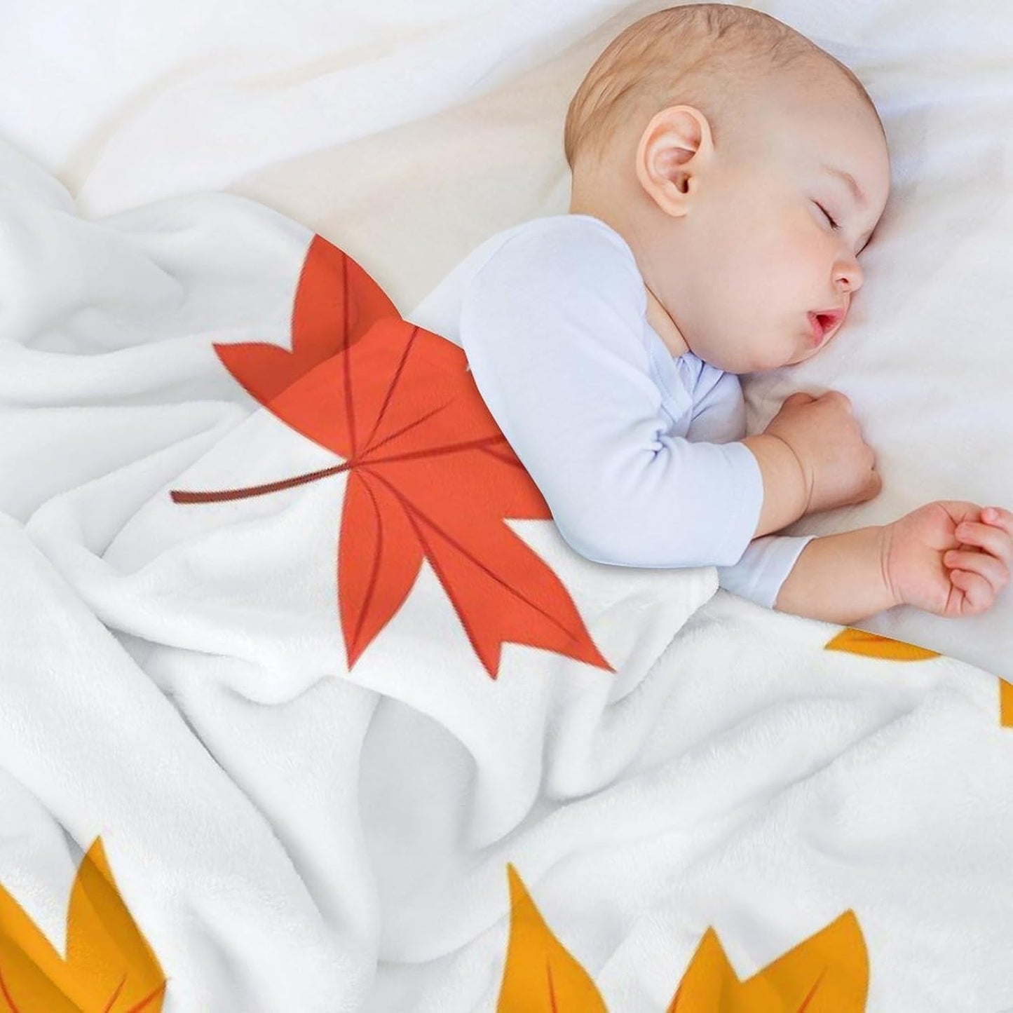 Maple Leaf Throw Blanket for Couch Bed Plush Cozy Fuzzy Flannel Blanket for All Season 55"x70"
