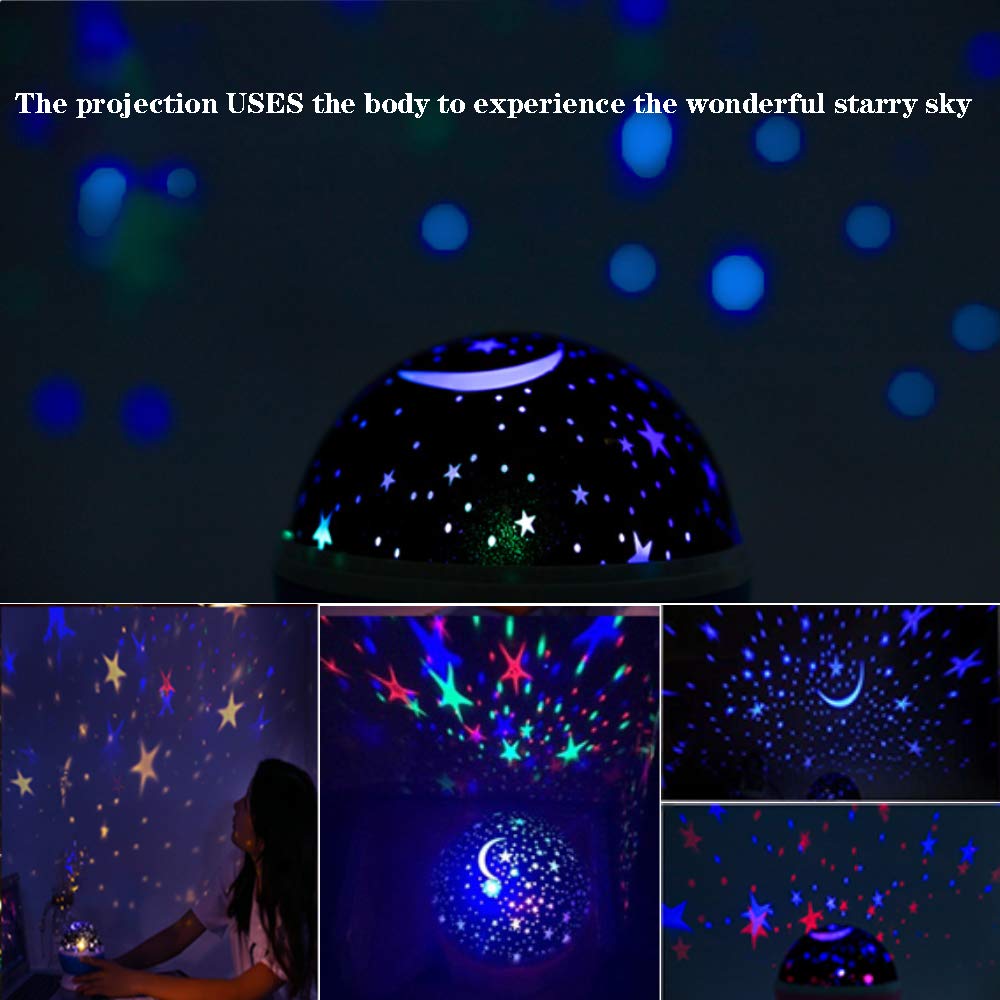 Borelor Star Night Light for Kids, 12 Color Changing Lights Modes with USB Cable, 360°Rotating Moon Star Projector Desk Lamp for Bedroom Party Decor & Girls Birthday Gift