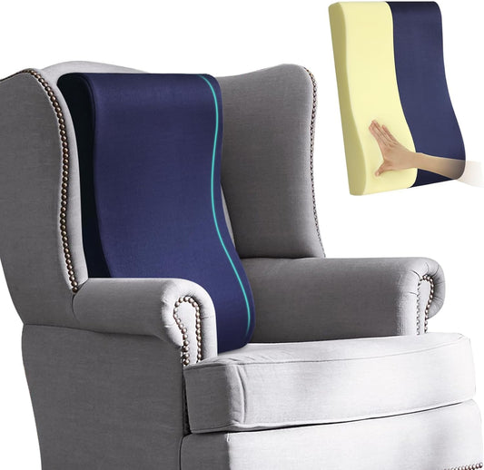 HAVARGO 2-in-1 Neck Pillow Lumbar Support Pillow for Recliner Couch& Glider Chair - High Resilient Foam Ergonomic Back Support for High-Back Rocking Chairs, Glider Rocker Replacement Cushions Navy M