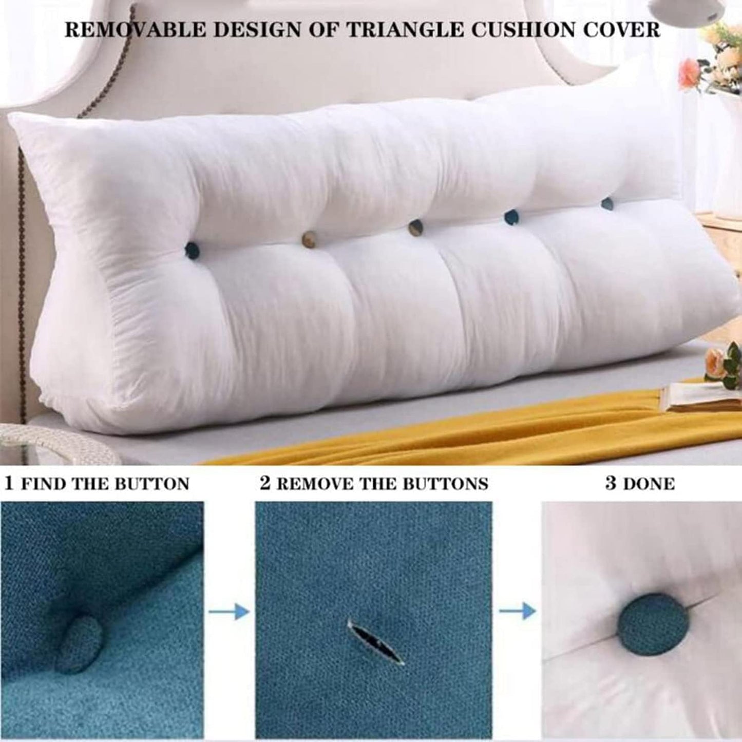 Solid Color Headboard Pillow Removable Reading Pillow, Large Bolster Positioning Support Wedge Pillow for Watching TV,Sofa(Size:200x20x60cm(79x7.8x23.6),Color:Coffee)