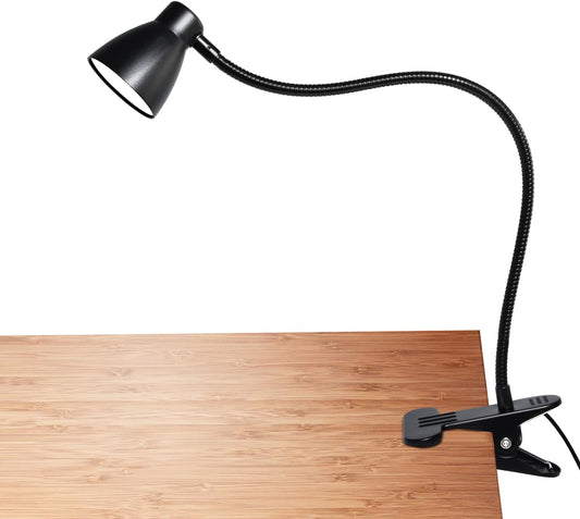 CRI 90+ Clip on Reading Light, Small Clamp on Desk Lamp, 3000K-6500K Adjustable Color Temperature, Gooseneck Bed Clip Light for Headboard(Adapter Included)