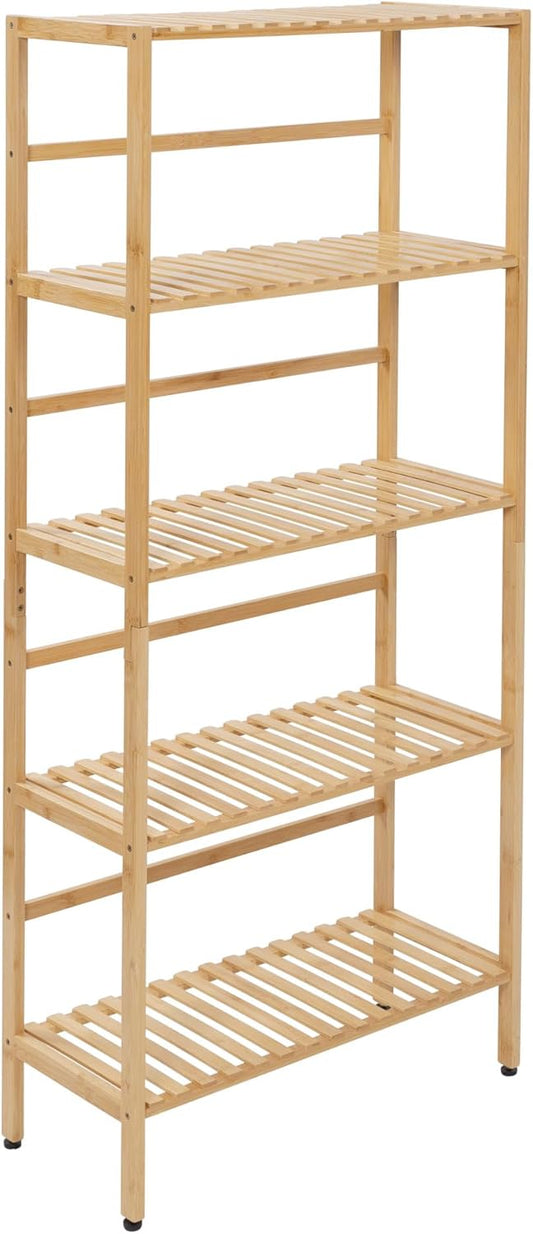 Honey-Can-Do 5-Tier Bamboo Adjustable Bookshelf, Natural