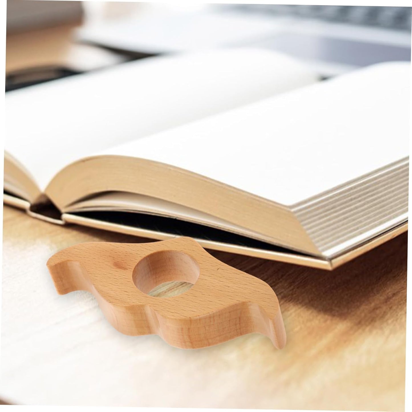 ERINGOGO Strong Durable Book Finger Holder Wooden Thumb Page Holder for Reading Smooth for Easy Grip