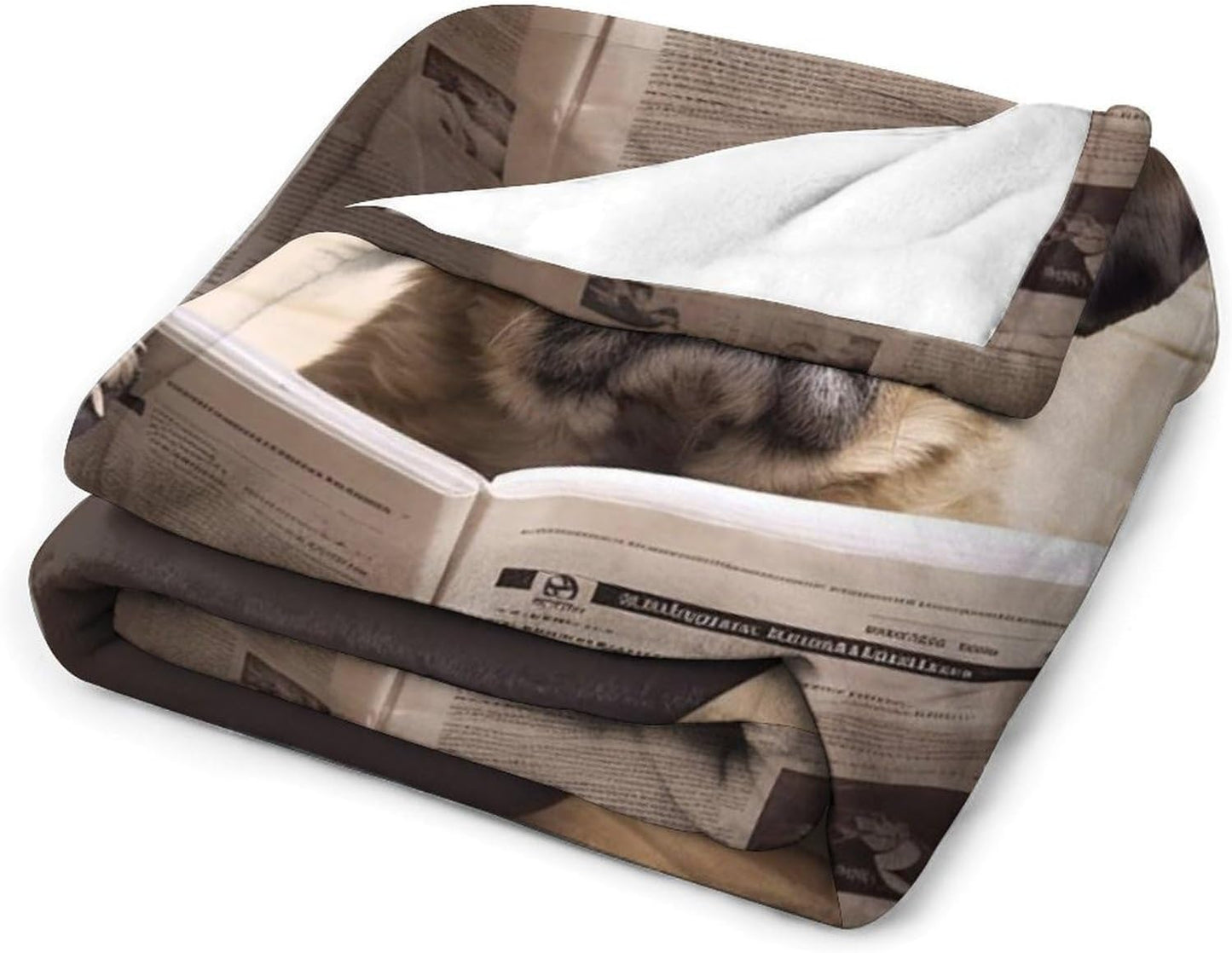 Throw Blanket Soft Plush Fleece Blanket Ultra-Soft Micro Throws Dog Reading The Newspaper Throw Blanket Lightweight Warm Bed Blankets Cozy Sofa Decorative Throws for Couch All Seasons