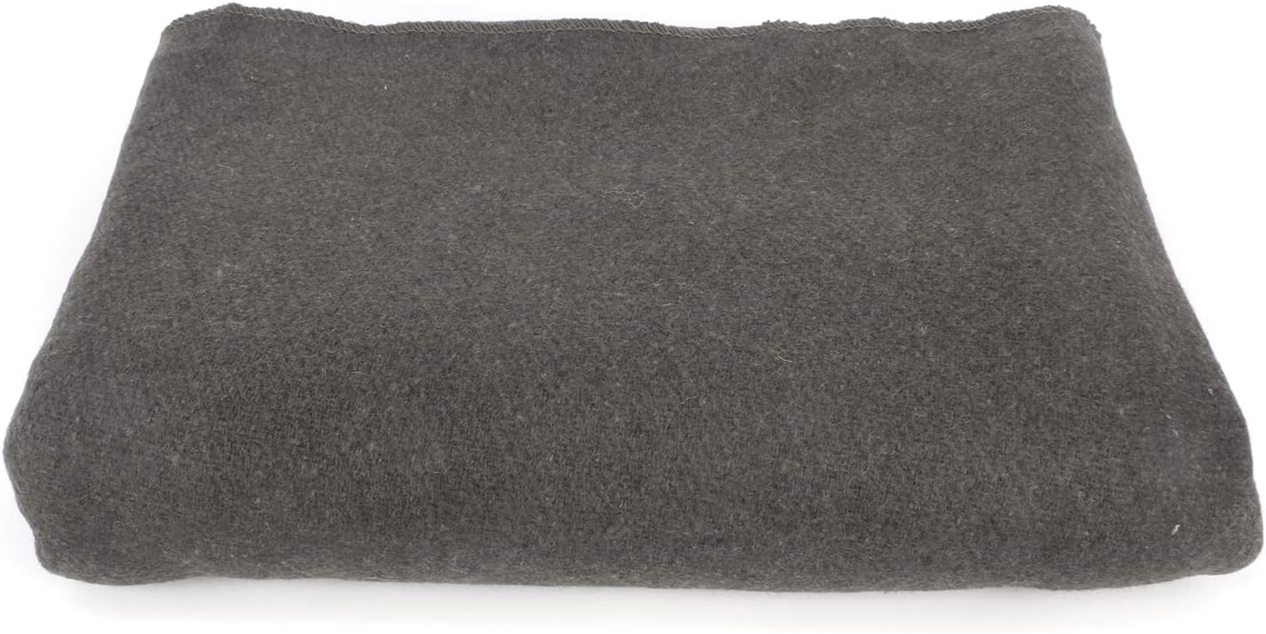 MediTac Grey Warm Wool Fire Retardant Blanket, 62" x 80" (52% Wool) - US Military Style