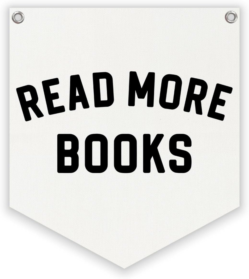 Lacama Reading Corner Decor for Classroom，Read More Books Linen Banner,Read Sign Wall Hanging Banner Pennant Flag Decor for Homeschool Nursery Playroom Toddler Nursery Decor College Dorm Room,12.4x14 in