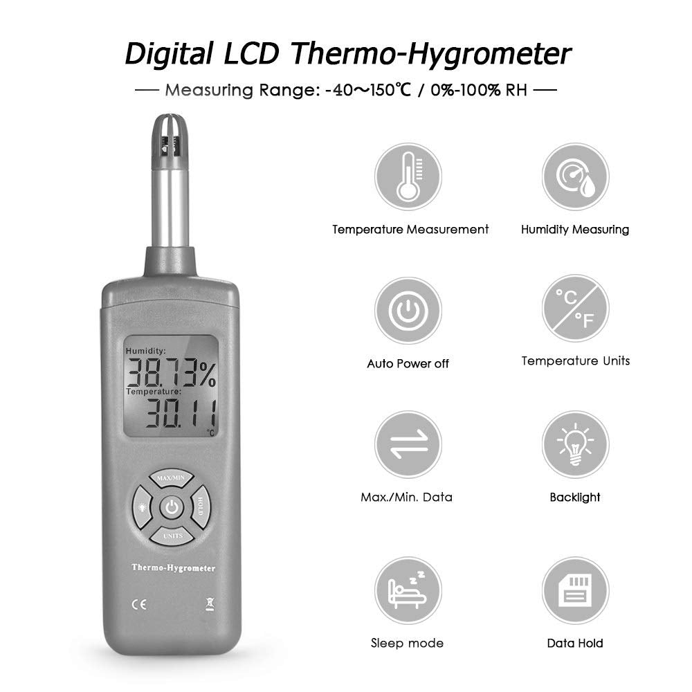 Temperature Instruments Digital Thermometer Hygrometer Humidity & Sensor Pyrometer Psychrometer