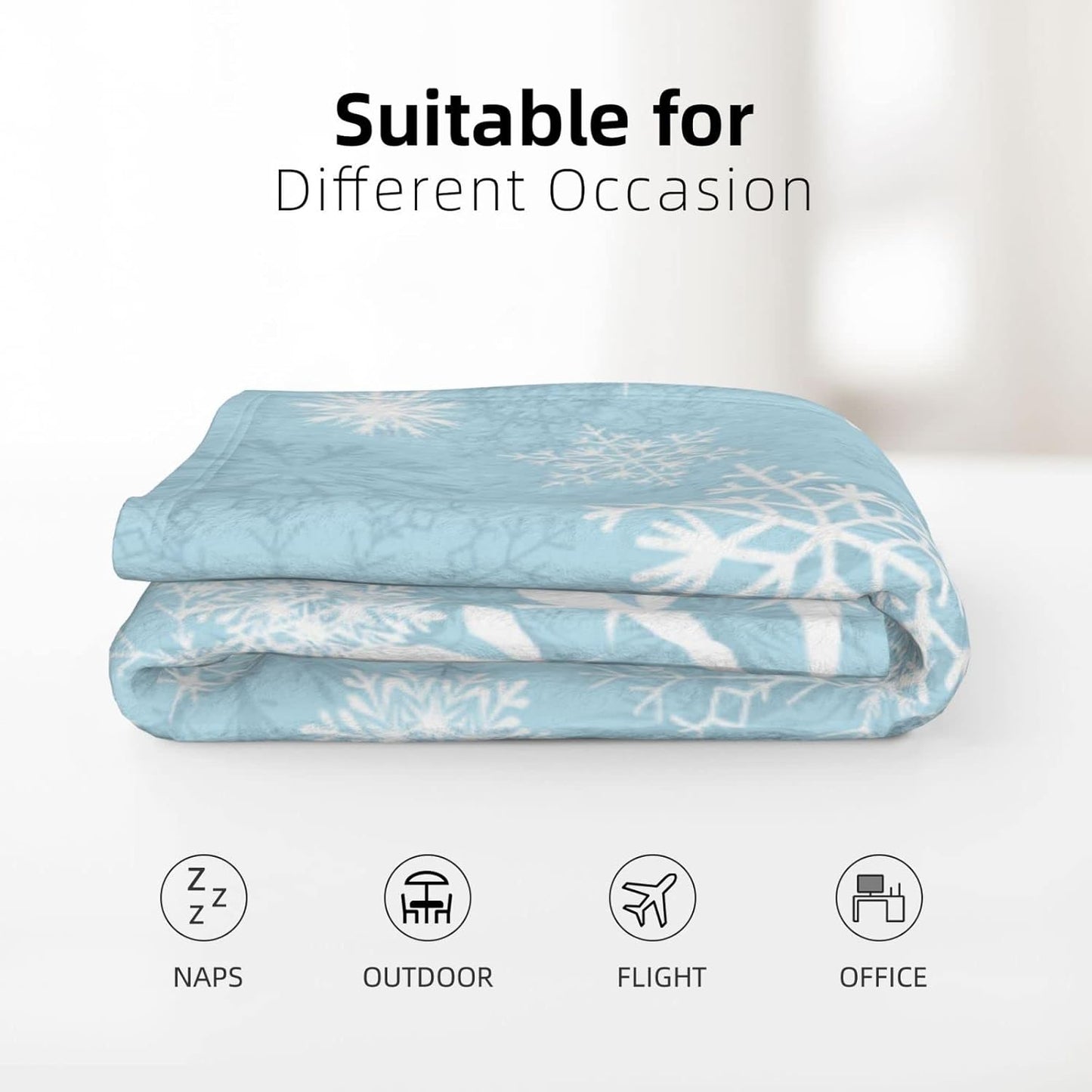 Christmas Throw Blanket for Couch Sofa Blue Snowflake Soft Warm Cozy Fleece Holiday Throw Blanket, Home Decor, Lightweight 40x50 Inches