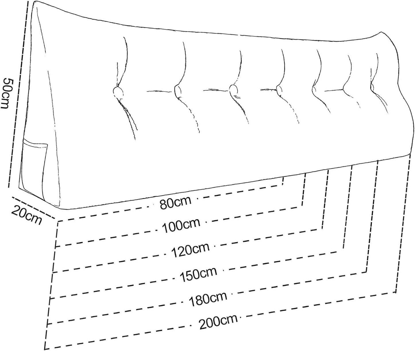 Headboard Pillow,Large Wedge Pillow Decorative Body Throw Pillows Bed Backrest Reading Bolster Lumbar Cushion for Sofa Bed(Size:80x50x20cm,Color:A)