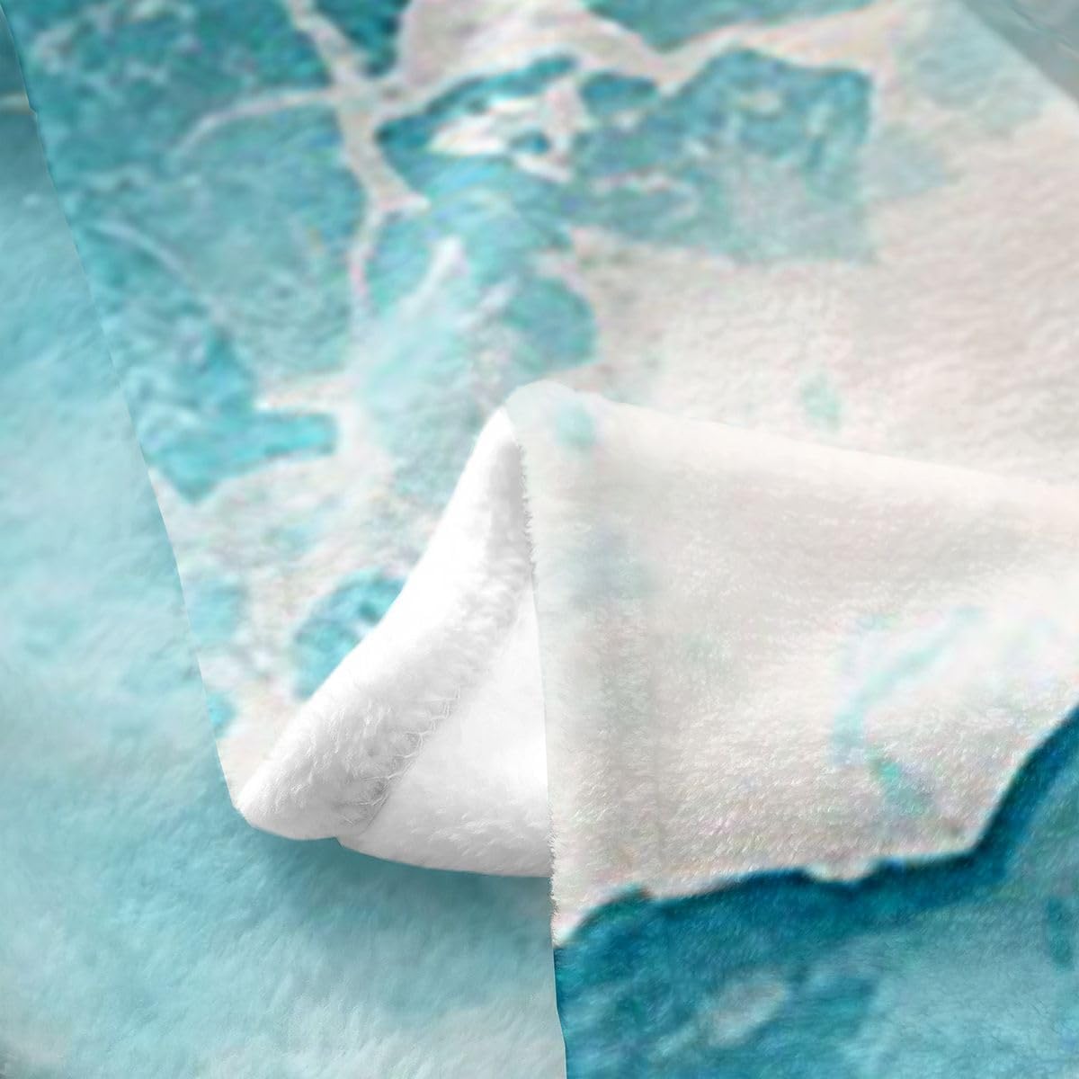 Feelyou Beach Plush Throw Blanket Teal Blue Coastal Flannel Blanket 40"x50" Ocean Beach Theme All Season for Couch Bed Sofa Bedroom Decor