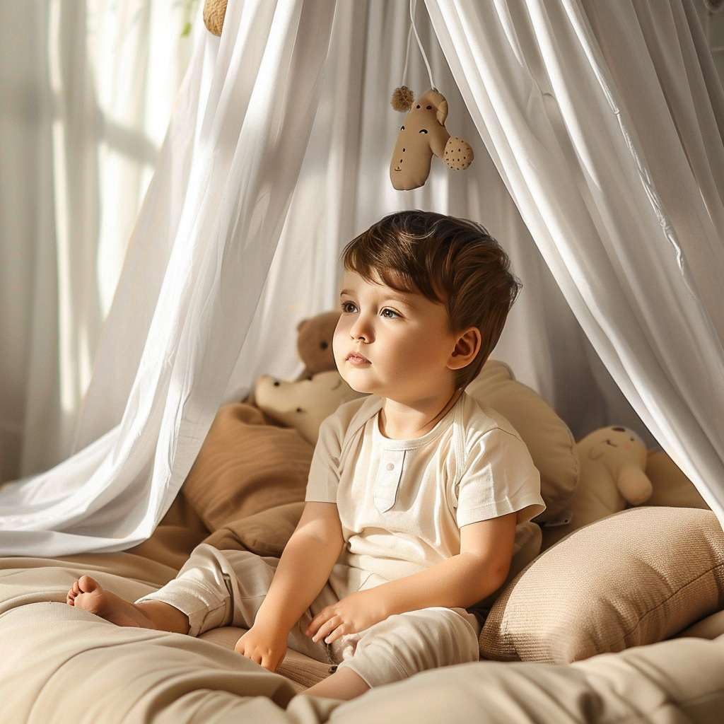 100% Cotton Kids Bed Canopy for Child Bedroom | Pom Pom String Accessory & Nursery Crib Hanging Curtain | Mosquito Net Bedding for Girls Play Room Decoration | Reading Nook Canopies Toddler Dome Tent