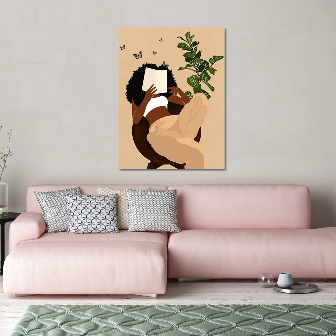 African American Boho Wall Art, Black Women Art Framed, Book Lover Art, Black Girl Canvas Print, African American Canvas Art Wall Decor, Woman Reading Book Art, African American Girl Boho Posters
