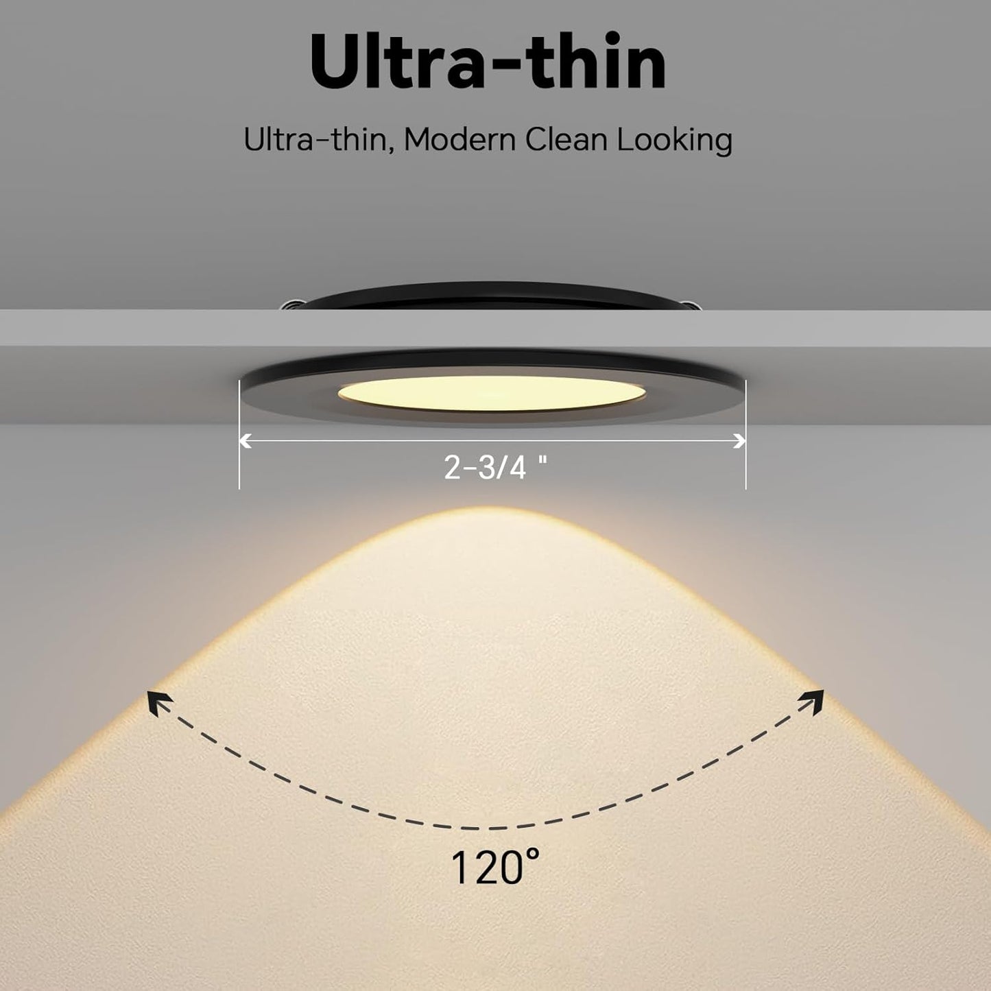 acegoo RV 2.75" Recessed LED Ceiling Light 12V Ultra-Thin Puck Light, Dimmable RV Lights Interior for Camper Van Truck Motorhome Boat Sailboat Roof Under Cabinet Lighting, 6 Pack (Black,Warm White)