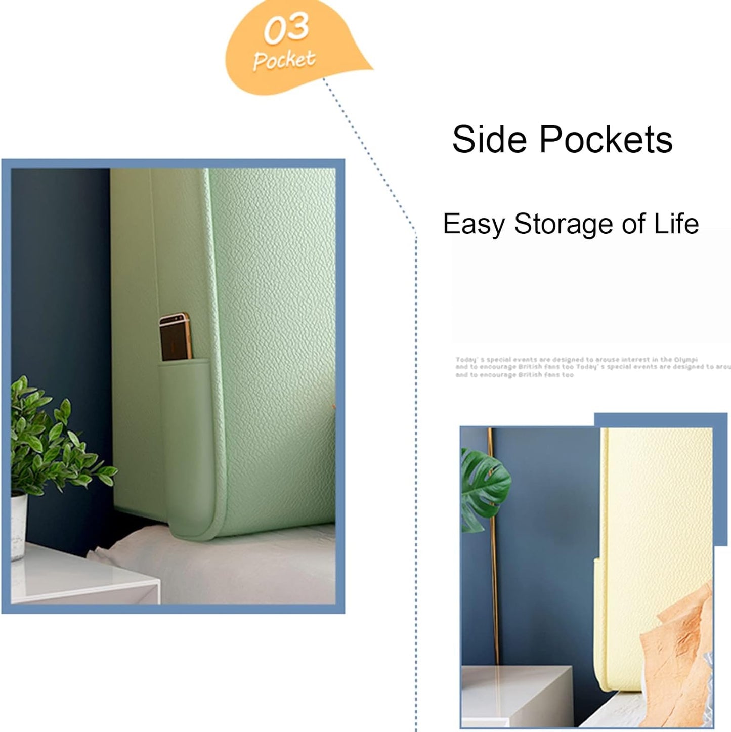 Headboard Bed Backrest Cushion PU Lumbar Support Reading Pillow Cozy Anti-Collision Backrest for Home Gaming Rest Customizable (Color : Beige Size : 190X60X10CM) (Dark Green 200X60X10CM)