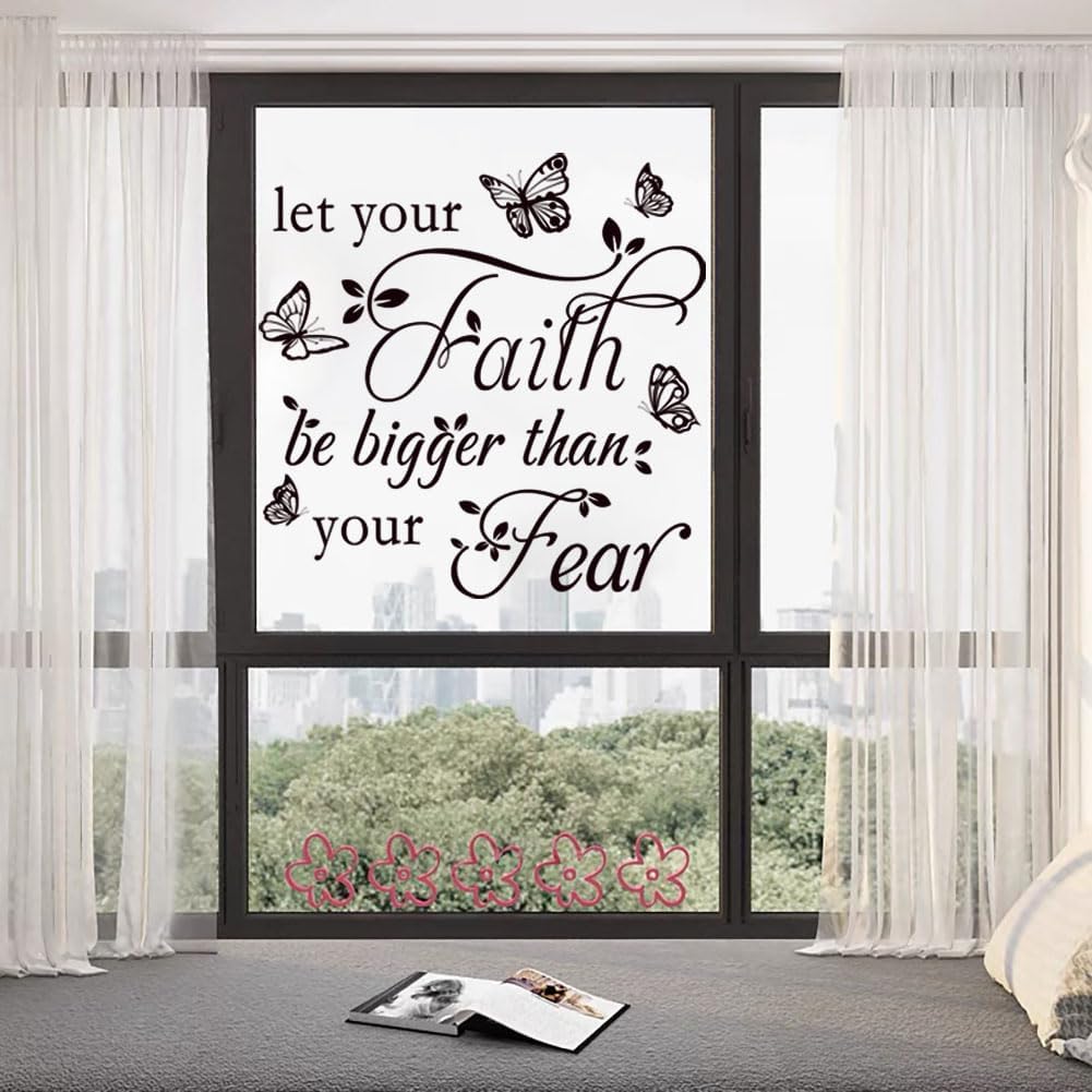 Inspirational Wall Decal Sticker Quotes Vinyl Wall Stickers Let Your Faith Be Bigger Than Your Fear Motivational Saying Positive Quote Handwriting Art Letters Home Decor