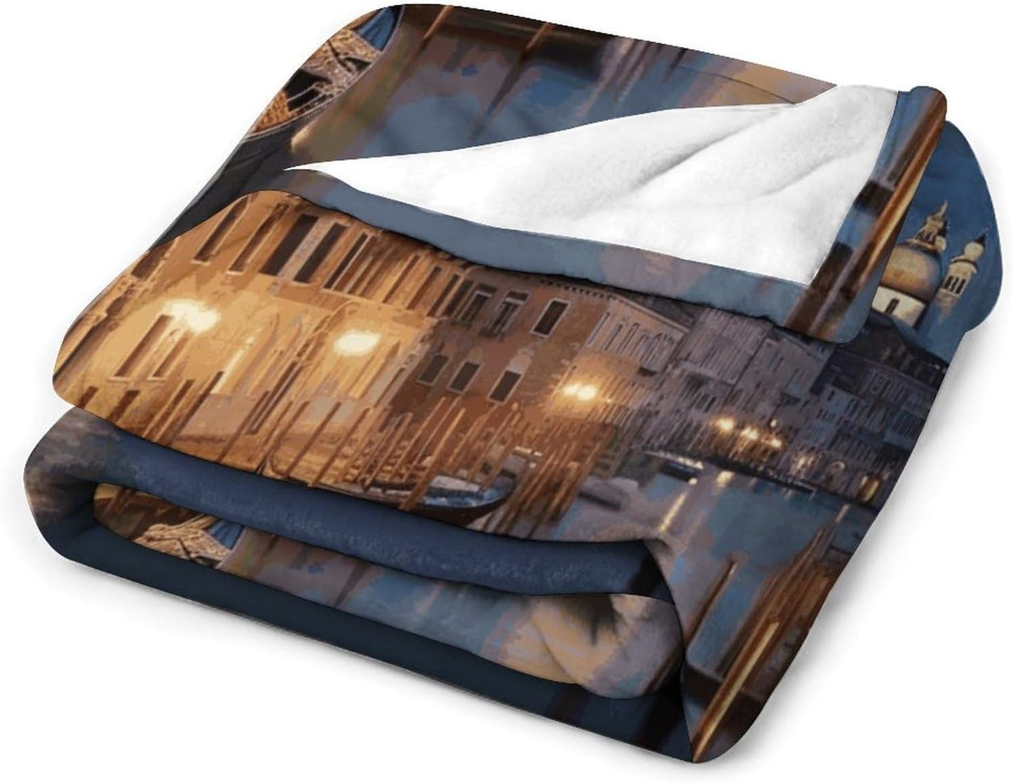 Beautiful Venice at Night Throw Blanket for Couch Super Soft Warm Lightweight Throw Blankets Cozy Flannel Thick Warm Blanket Decorative and Giftable Blankets Suitable for All Seasons