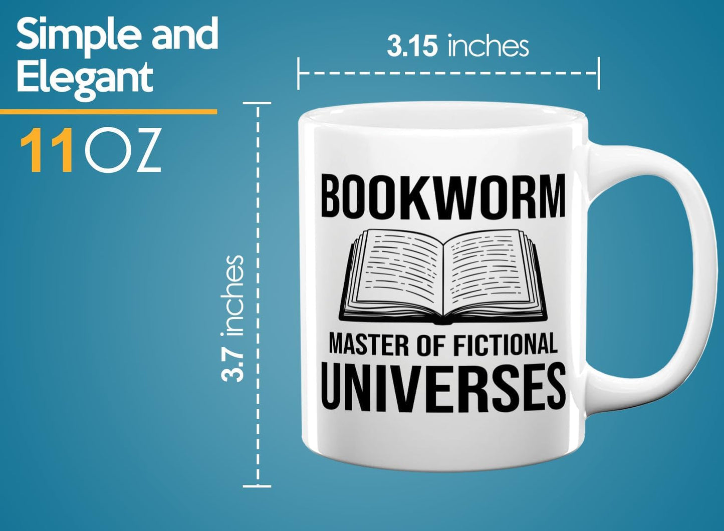 Book Lover Coffee Mug 11oz White -Bookworm Master of - Bookworm Literature Library Book Lover Reader Booked Editor Intellectual Studious