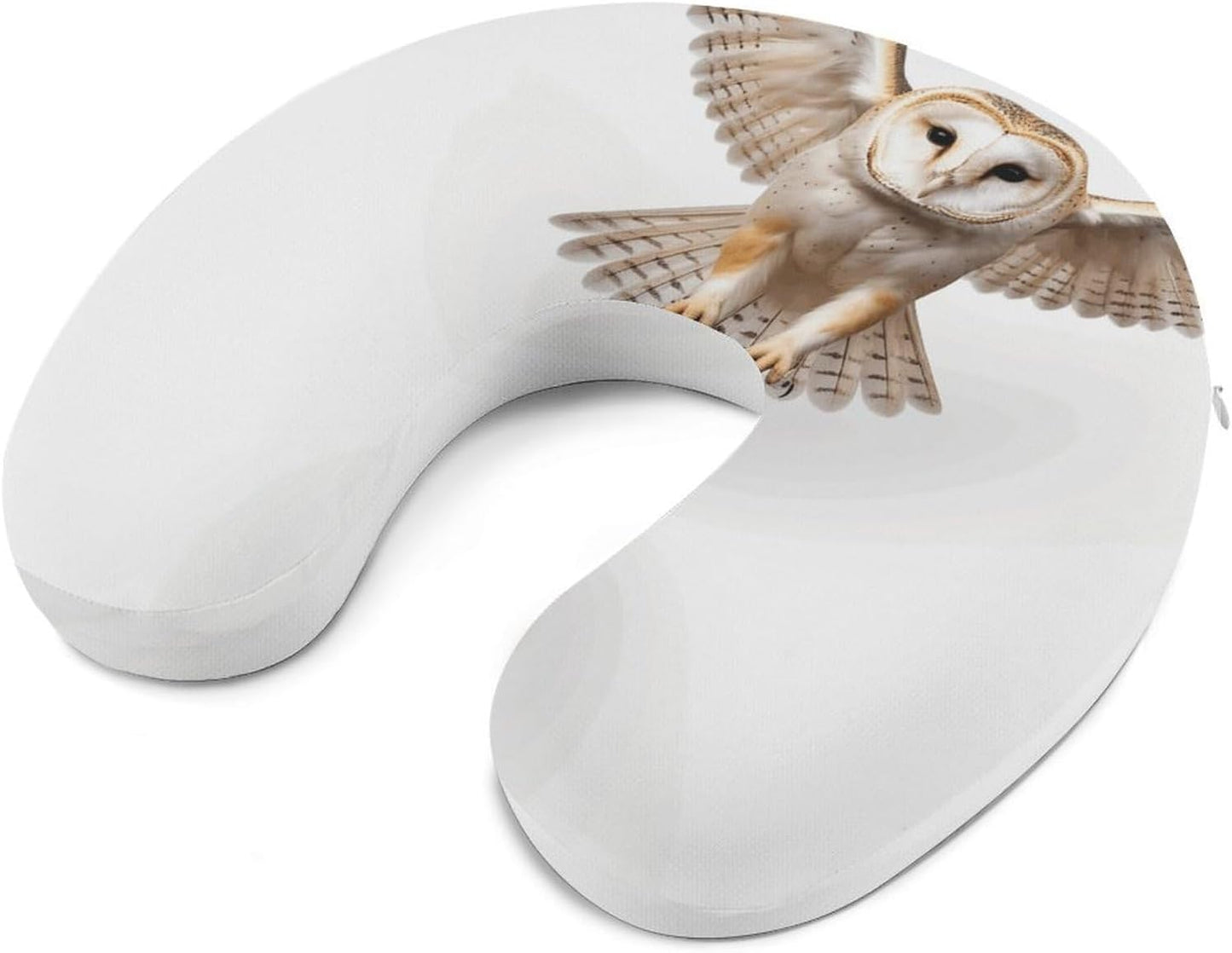 A Barn Owl Neck Pillow Memory Foam U Shaped Pillows Portable Pillows for Shoulder Travel Head Support Pillow with Concealed Zipper for Airplane Car Home Office