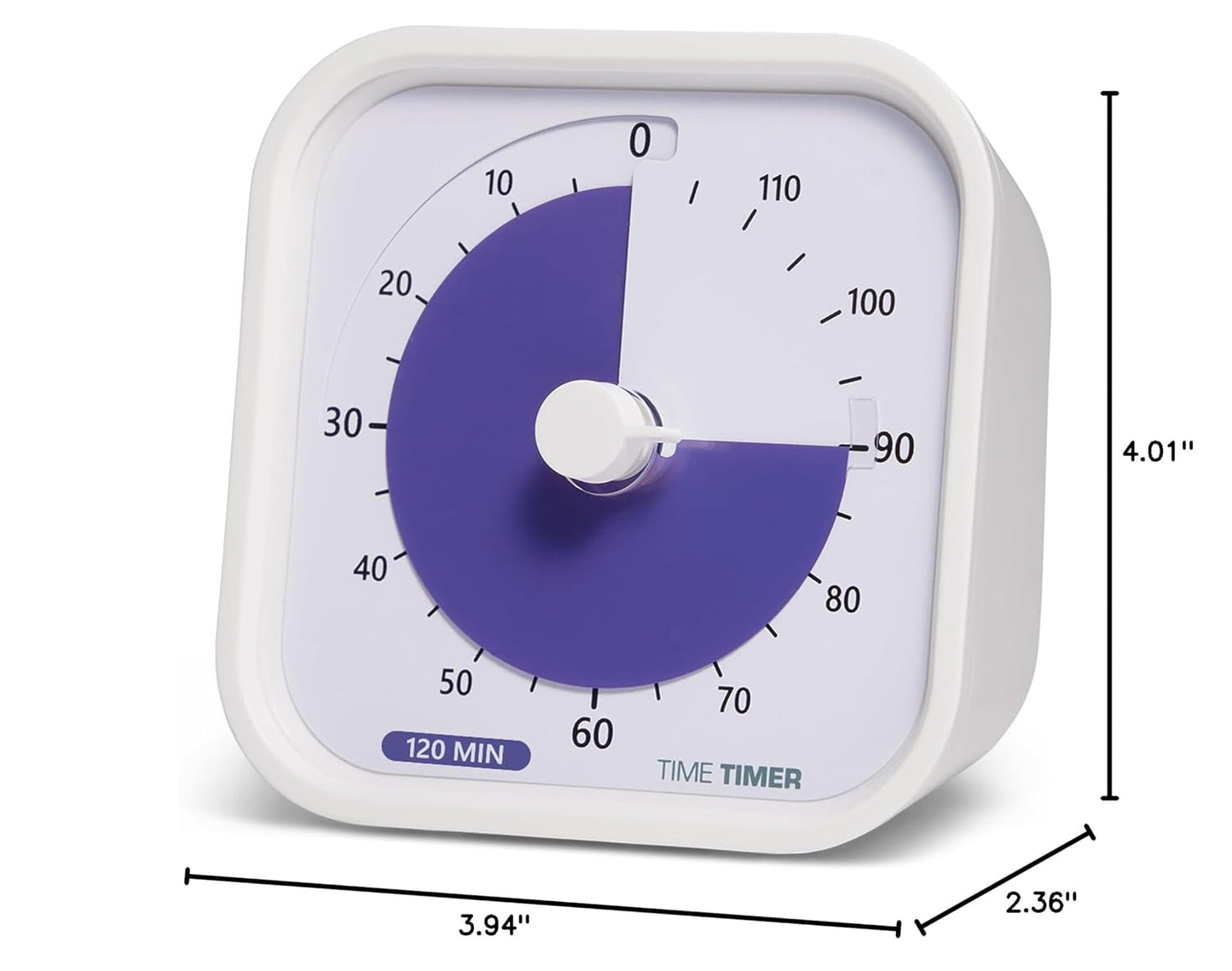 TIME Timer 120 Minute MOD Education Edition ⁠— Visual Timer with Desktop Software for Kids Classroom Learning, Testing Timer, Study Tool and Office Meetings with Silent Operation (White - 120min)