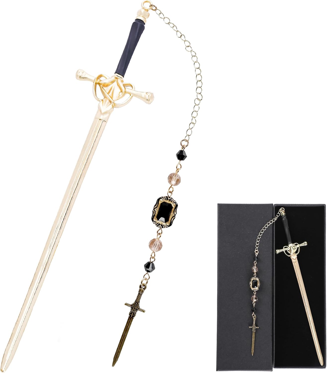 Antique Charms Sword Bookmark - Vintage Metal Book Marks for Men Women Students Teachers Reader Cool Page Mark with Crystal Beads Swords Charm Reading Lovers Birthday Gifts School Accessories