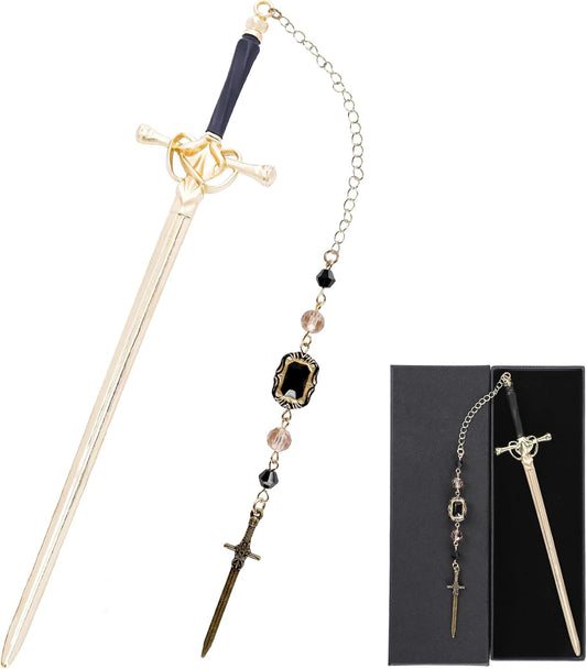 Antique Charms Sword Bookmark - Vintage Metal Book Marks for Men Women Students Teachers Reader Cool Page Mark with Crystal Beads Swords Charm Reading Lovers Birthday Gifts School Accessories