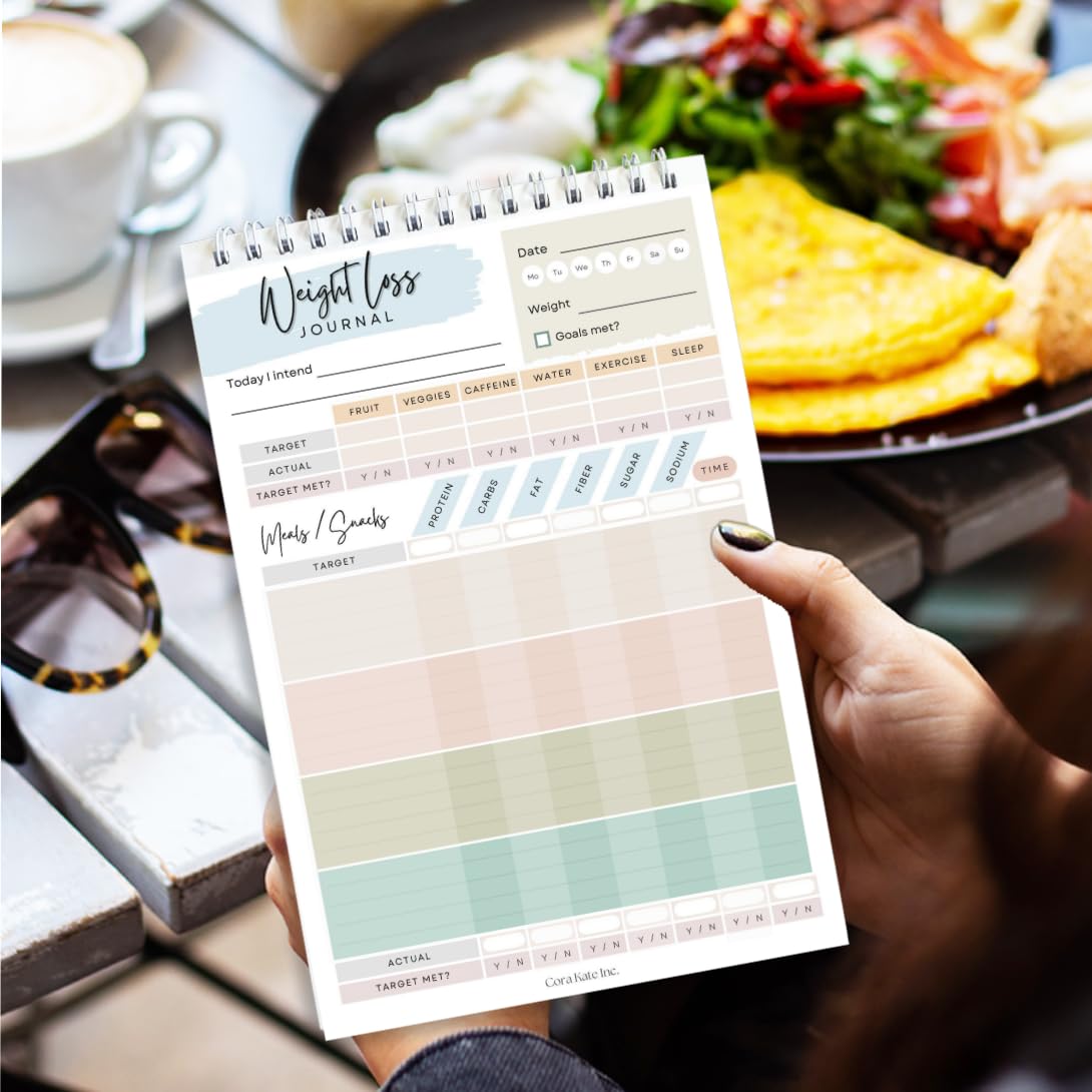 Food Journal for Women & Men – Daily Weight Loss Tracker, Fitness & Nutrition Planner, Diet Log Book for Tracking Meals, Calories, Workouts & Wellness Goals, 50 Double-Sided Pages, 5.5 x 8.5