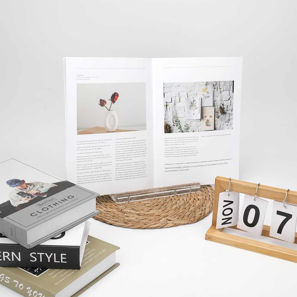 AKAZA Tabletop Acrylic Display Stand Clear Easel, Clear Acrylic Easel Stand Includes A Slot – Book Display Holder For Picture Frame, Album, Record, Magazine, Tablet, Canvas Board (Clear)