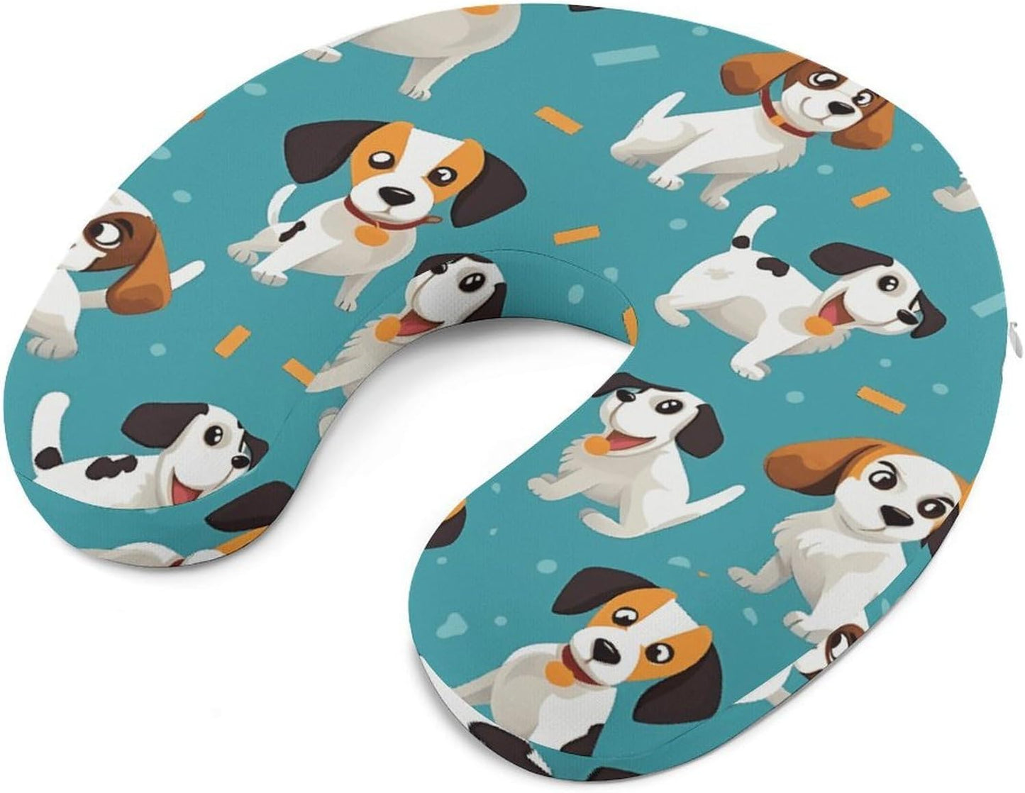 Cartoon Dog Neck Pillow Memory Foam U Shaped Pillows Portable Pillows for Shoulder Travel Head Support Pillow with Concealed Zipper for Airplane Car Home Office